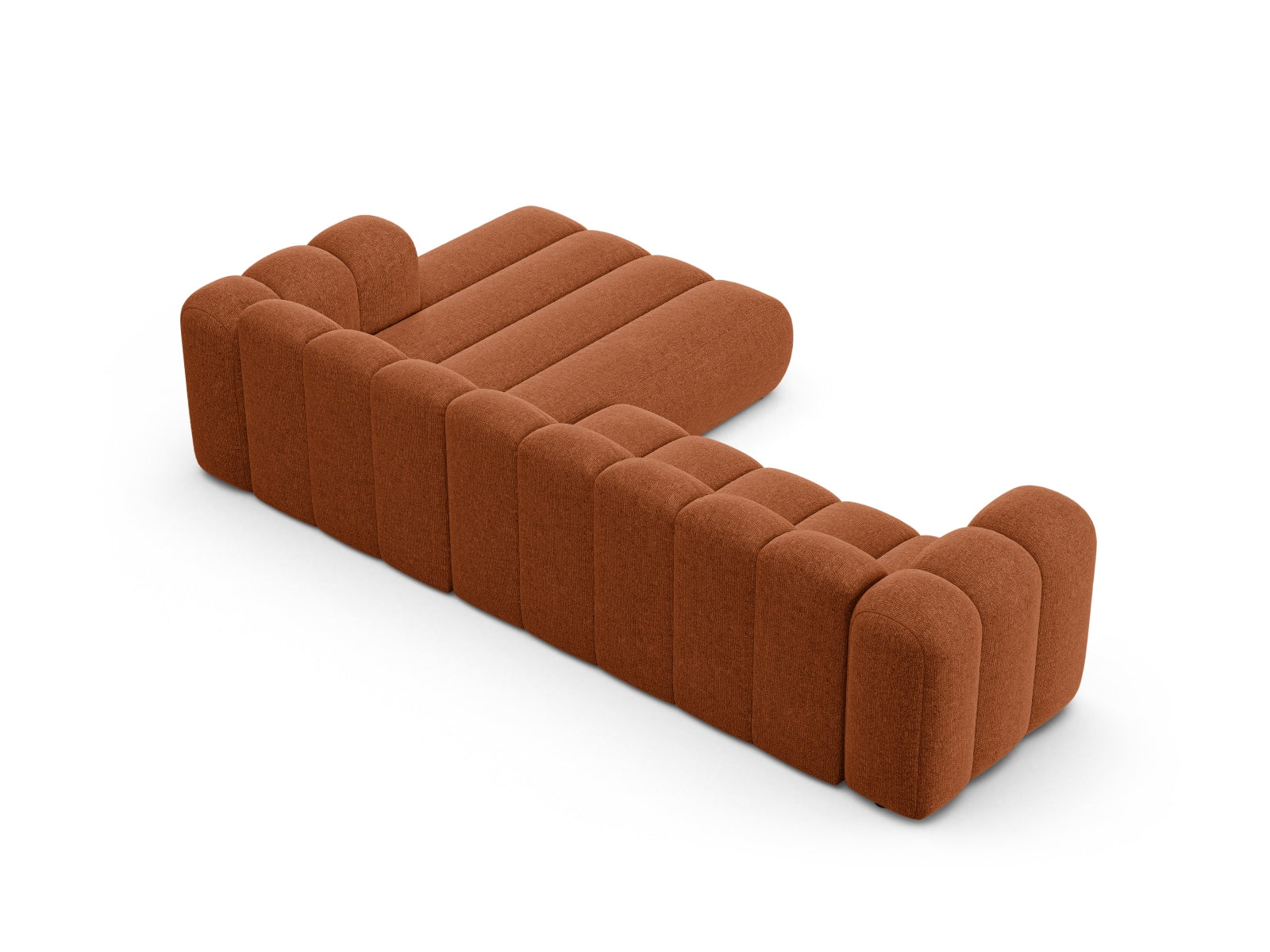 Modulares Ecksofa von Micadoni in Brick-Eden, perfekt für 4 Personen, vereint modernes Design mit optimalem Komfort.