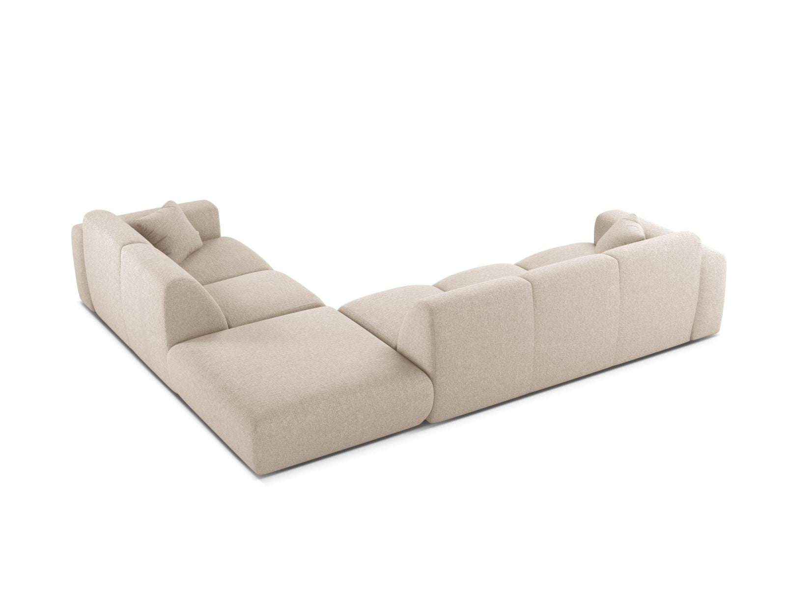 Elegantes 6-Sitzer Ecksofa rechts Molino in sanftem Beige, ideal für stilvolle Wohnräume. Komfort und Qualität vereint von Micadoni.
