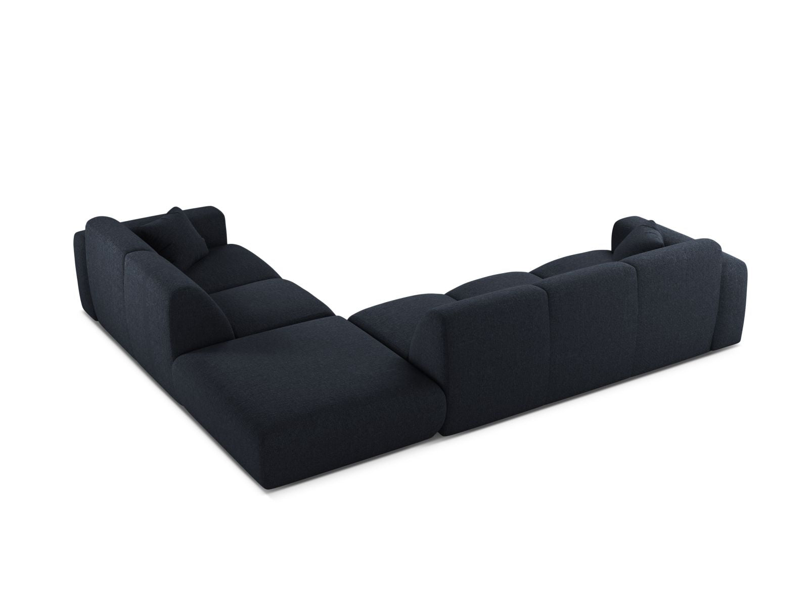 Elegantes 6-Sitzer Ecksofa rechts Molino in tiefem Navy Blue, ideal für entspannte Stunden und geschmackvolle Wohnräume.