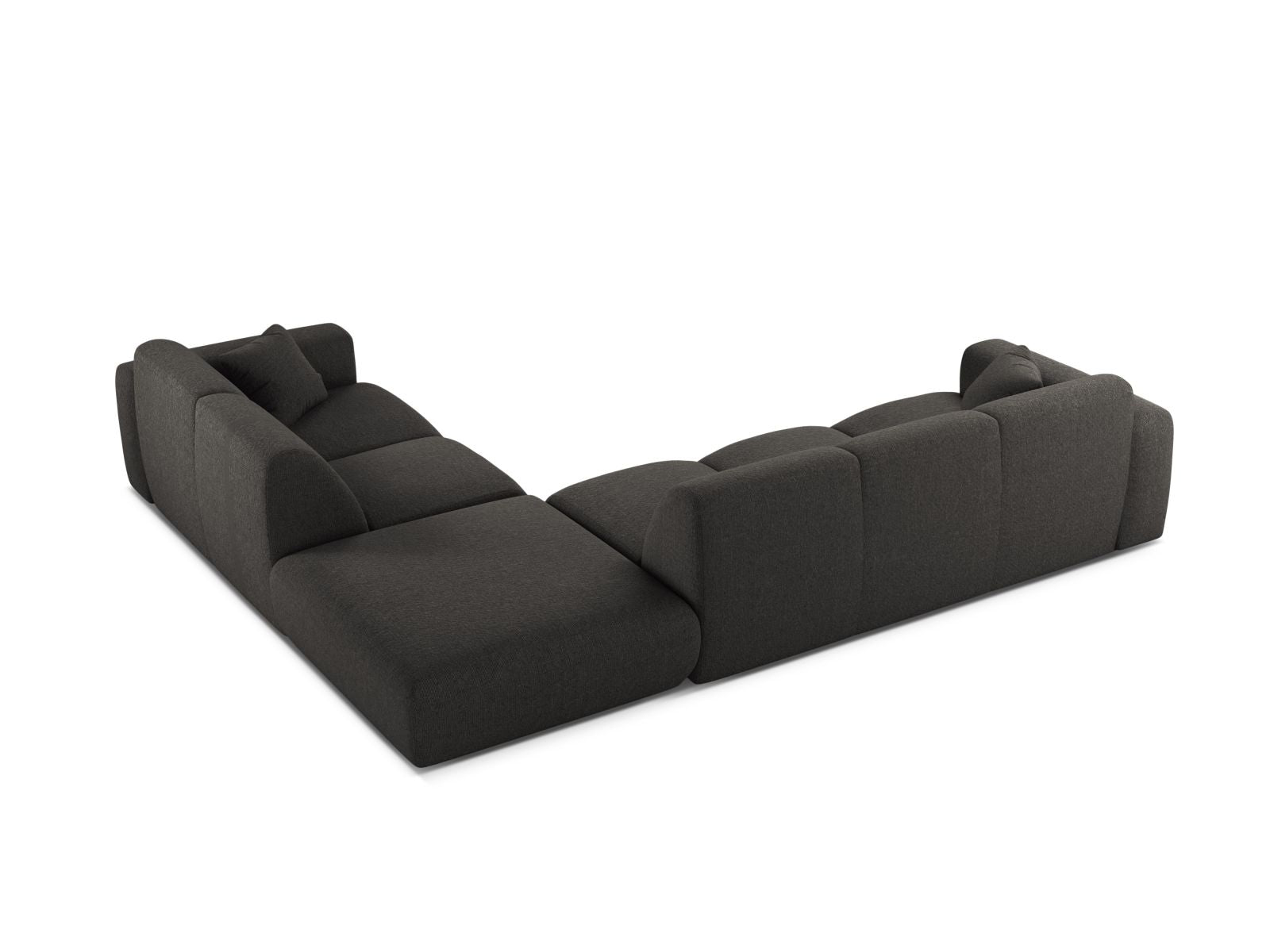 Elegantes 6-Sitzer Ecksofa rechts Molino in modernem Dunkelgrau, ideal für gesellige Runden und gemütliche Stunden im Wohnzimmer.