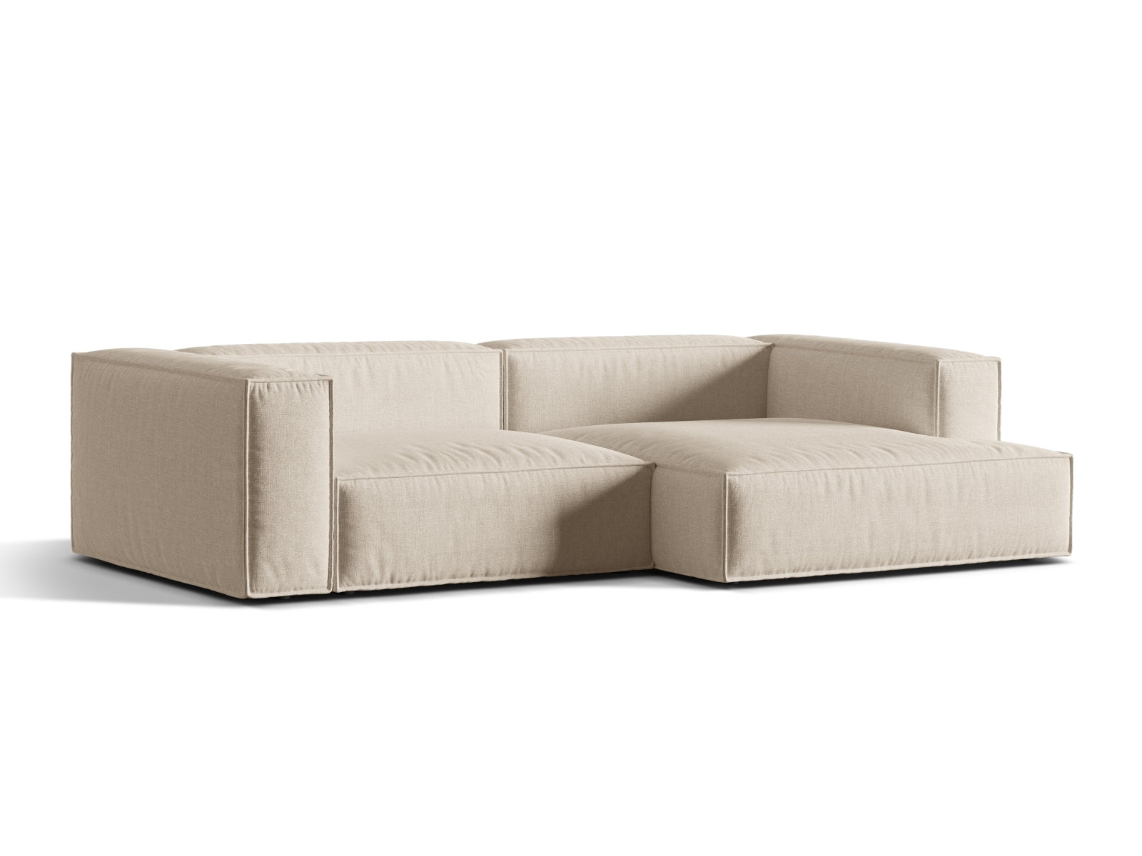 Beige 4-Sitzer Ecksofa Nuria von Micadoni, stilvolles Design und komfortable Polsterung, ideal für moderne Wohnräume.