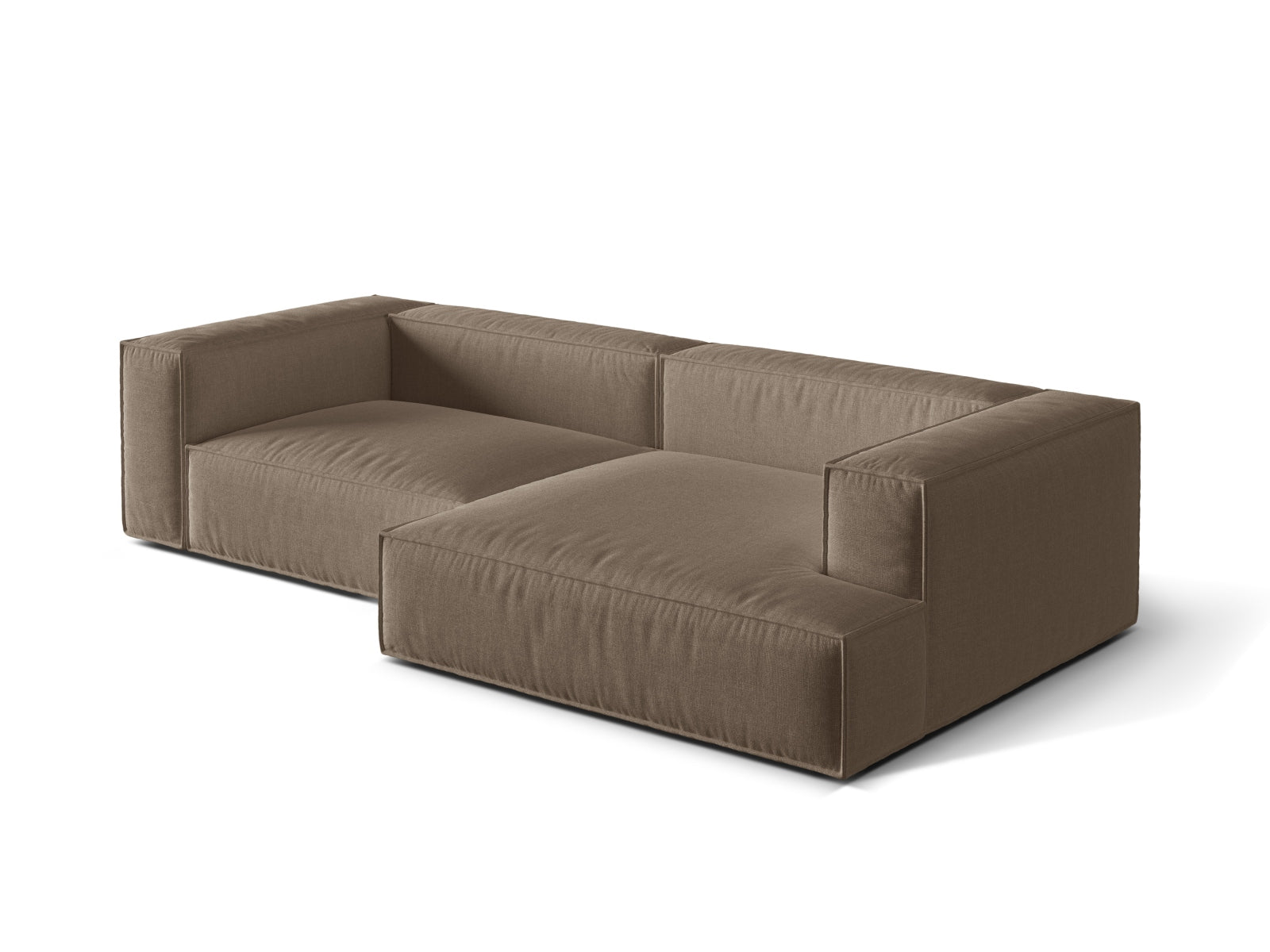 Elegantes 4-Sitzer Ecksofa rechts Nuria in sanftem Cappuccino-Liberty, ideal für modernes Wohnen und gesellige Abende.