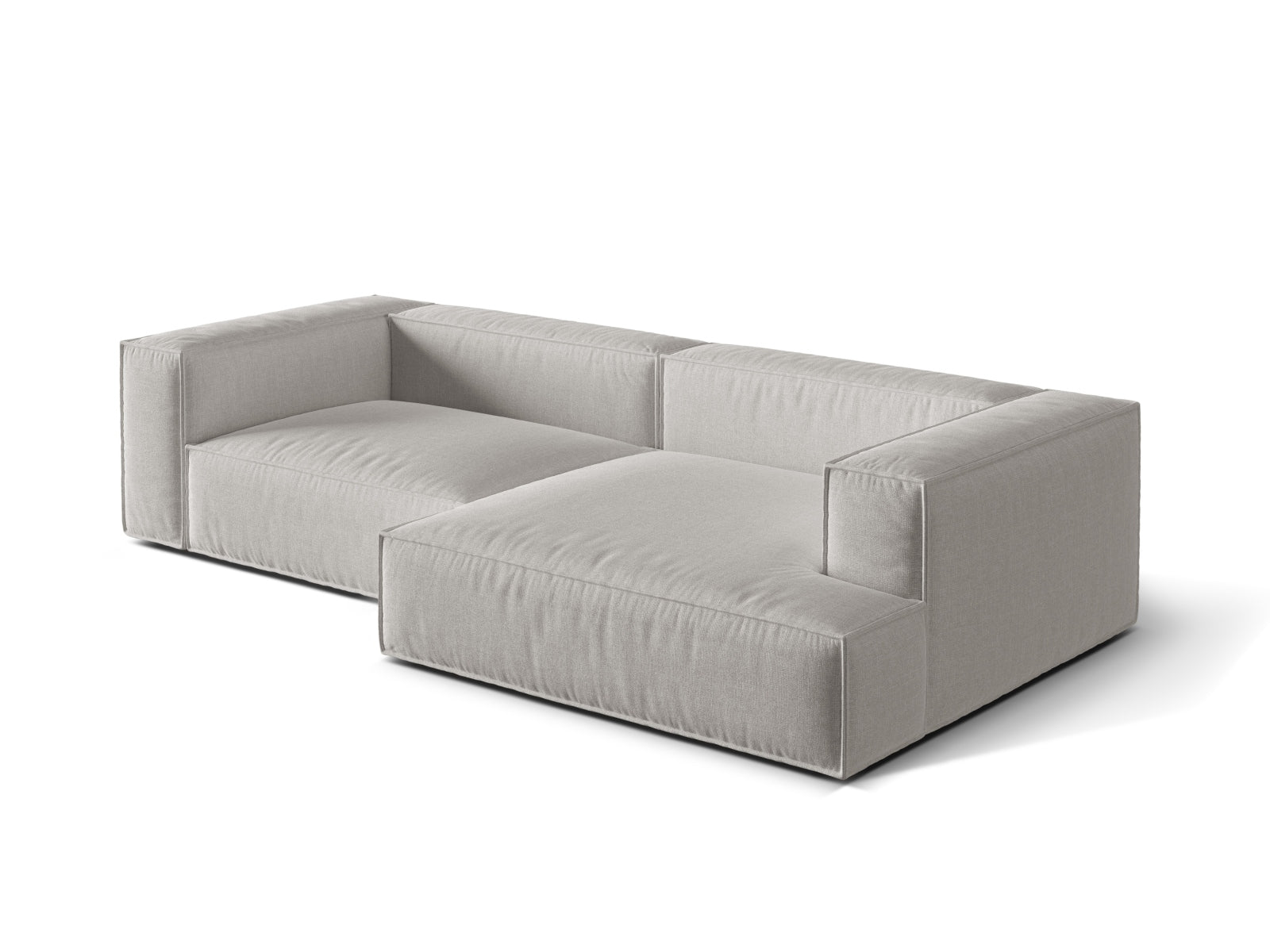 Modernes 4-Sitzer Ecksofa rechts Nuria in stilvollem Grau, ideal für gemütliche Wohnzimmer und entspannte Abende, erhältlich bei Micadoni.
