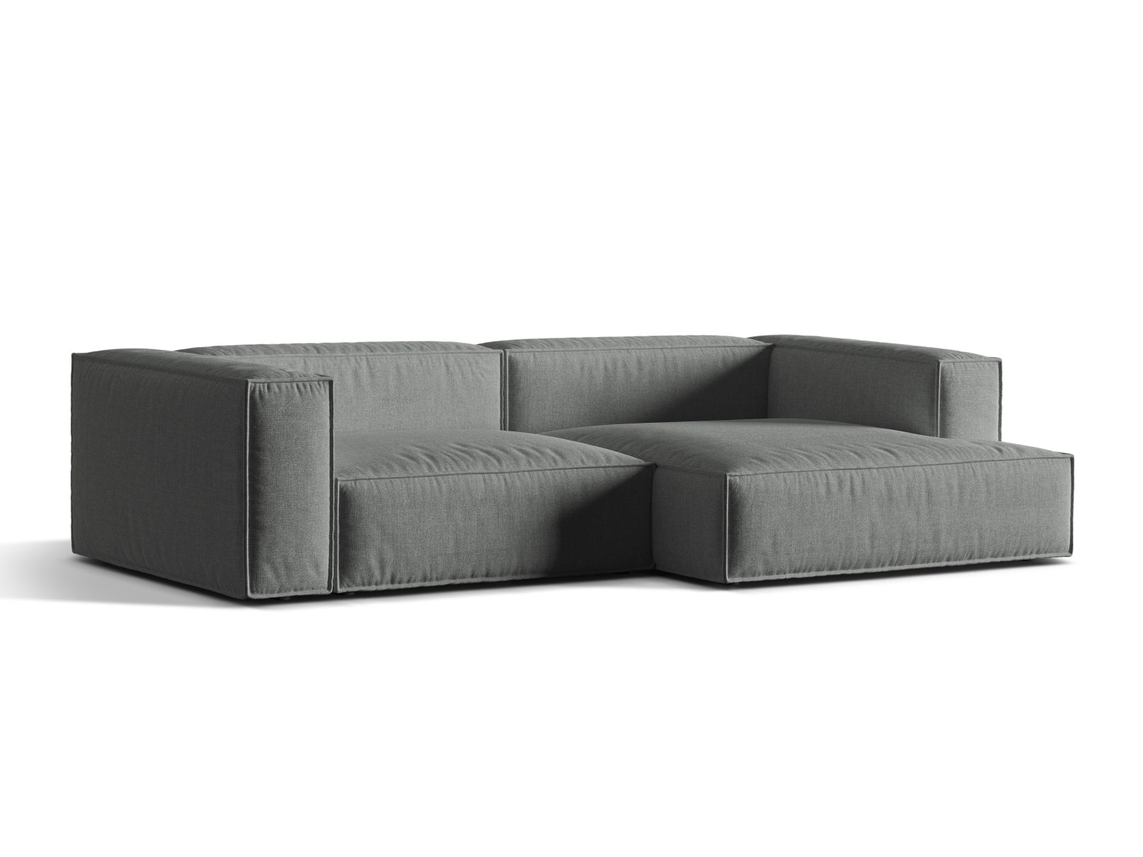Stylisches 4-Sitzer Ecksofa rechts Nuria in elegantem Grau, ideal für moderne Wohnräume, von Micadoni.