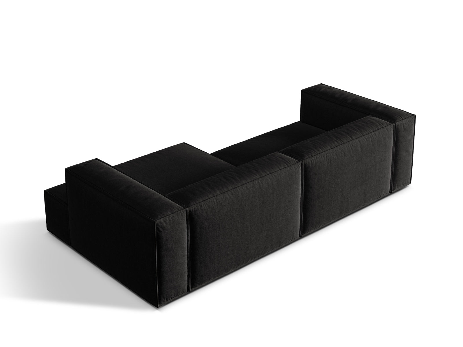 Modernes 4-Sitzer Ecksofa rechts Nuria in klassischem Schwarz, perfekt für entspannte Stunden und geschmackvolle Wohnräume.