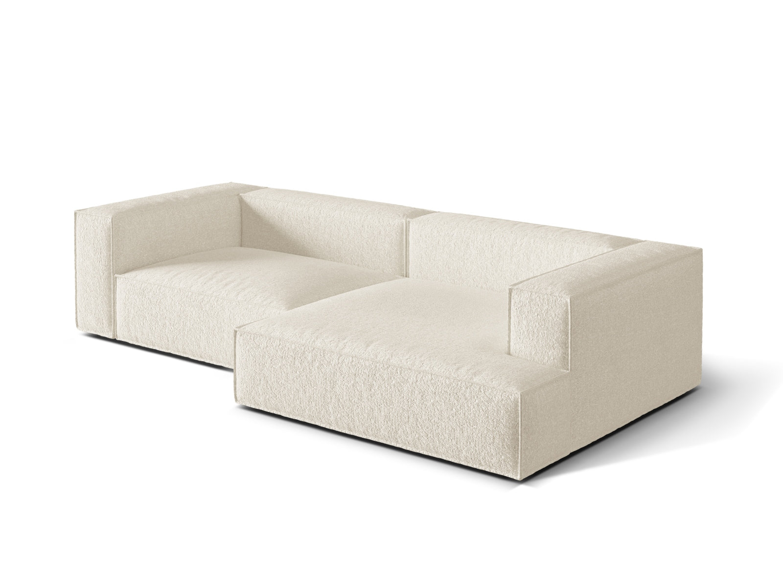 Modulares Nuria Boucle Ecksofa in Ivory-Monet, 4-Sitzer, rechtsseitig, perfekt für moderne und elegante Wohnkonzepte.