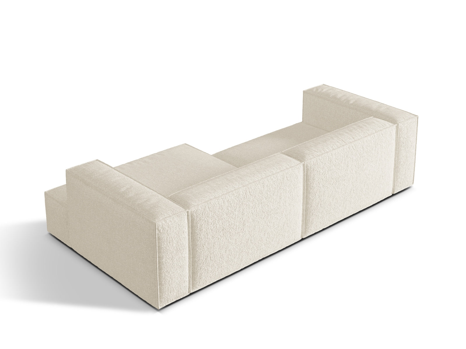 Erleben Sie das stilvolle Nuria Boucle Modular Ecksofa rechts von Micadoni – ein 4-Sitzer mit hochwertiger Boucle-Polsterung für maximalen Komfort.