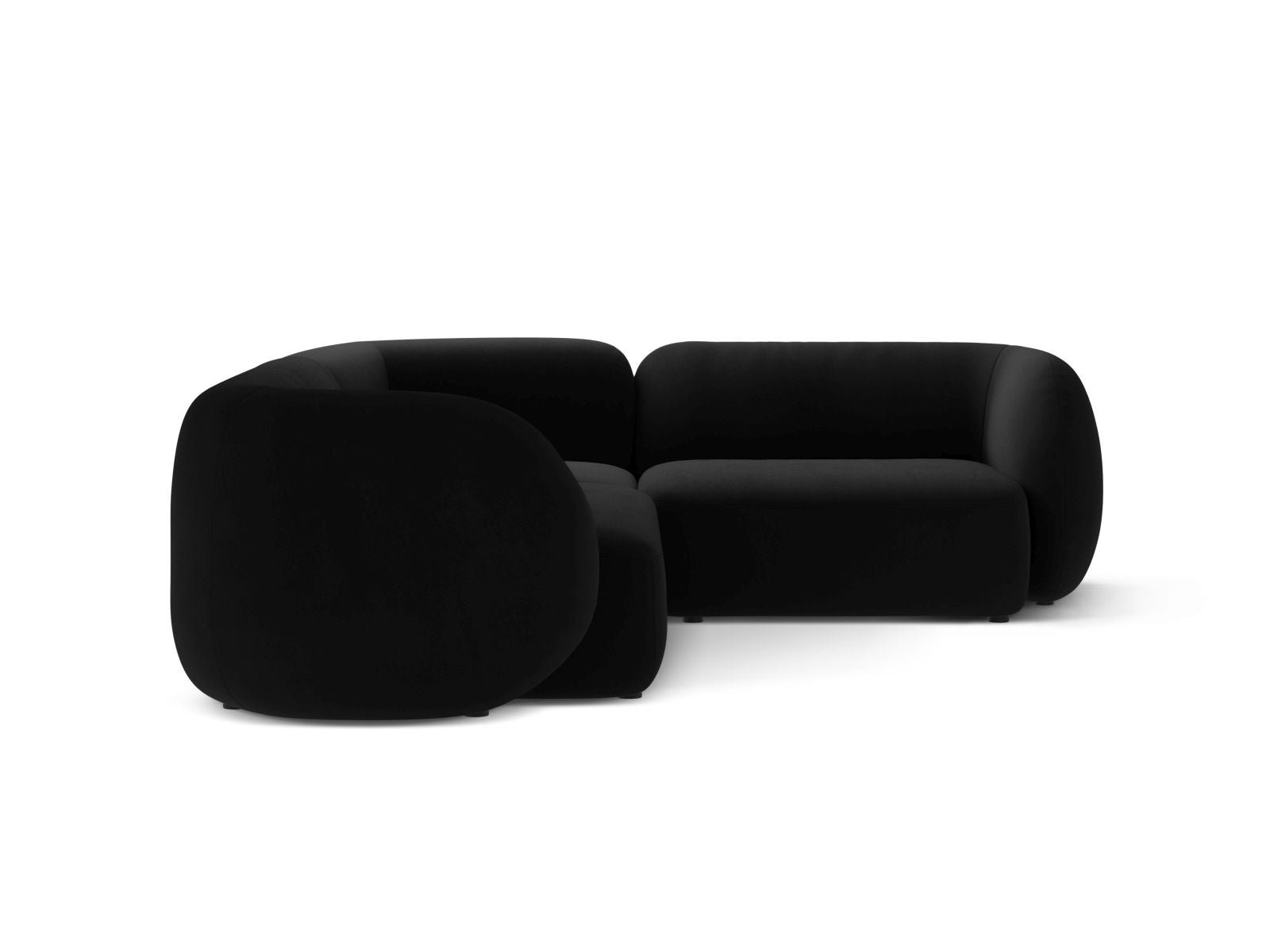 Elegantes 4-Sitzer Ecksofa rechts Kate von Micadoni in stilvollem Black-Salvador, ideal für moderne Wohnräume.