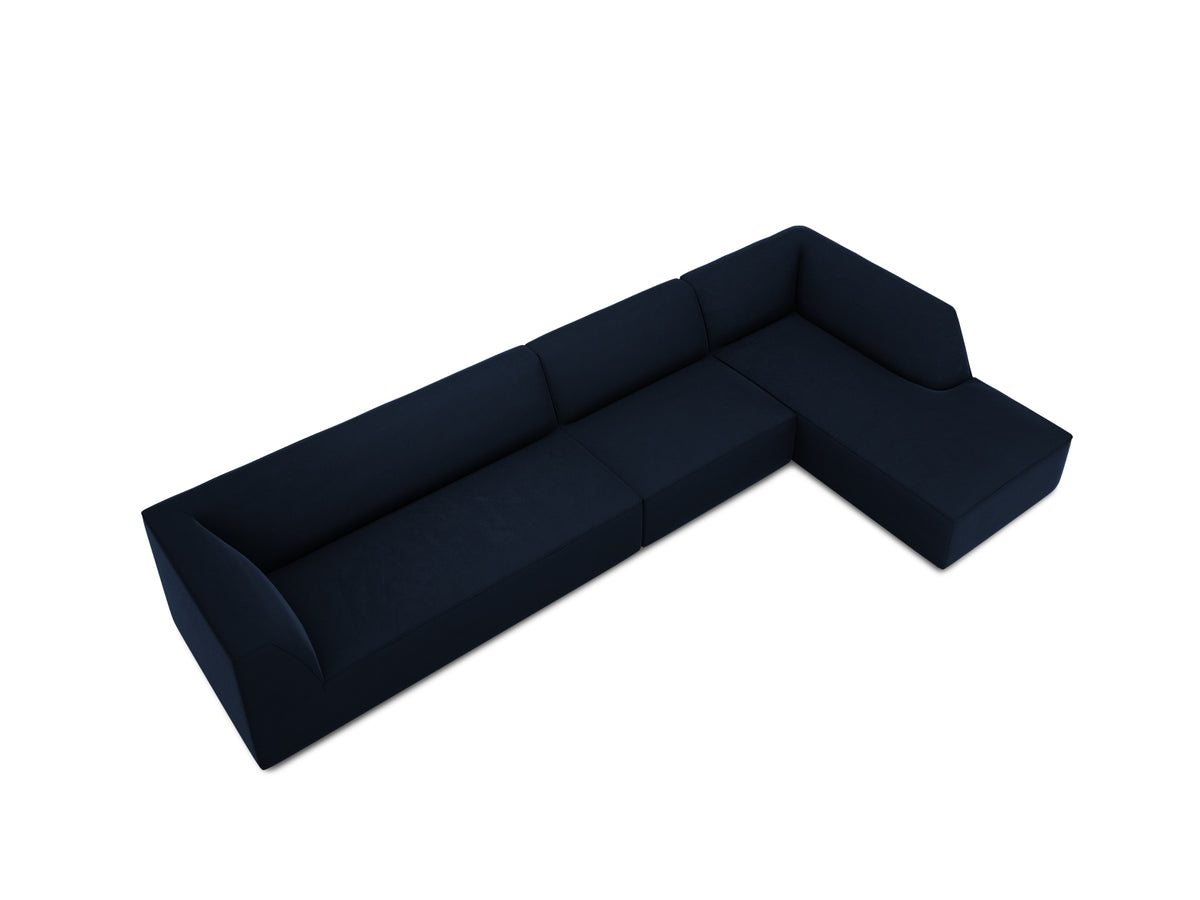 Ruby Velour modulares Ecksofa rechts 5 Sitzer in Royal Blue-Salvador präsentiert im Onlineshop von KAQTU Design AG. L-Sofa rechts ist von Micadoni