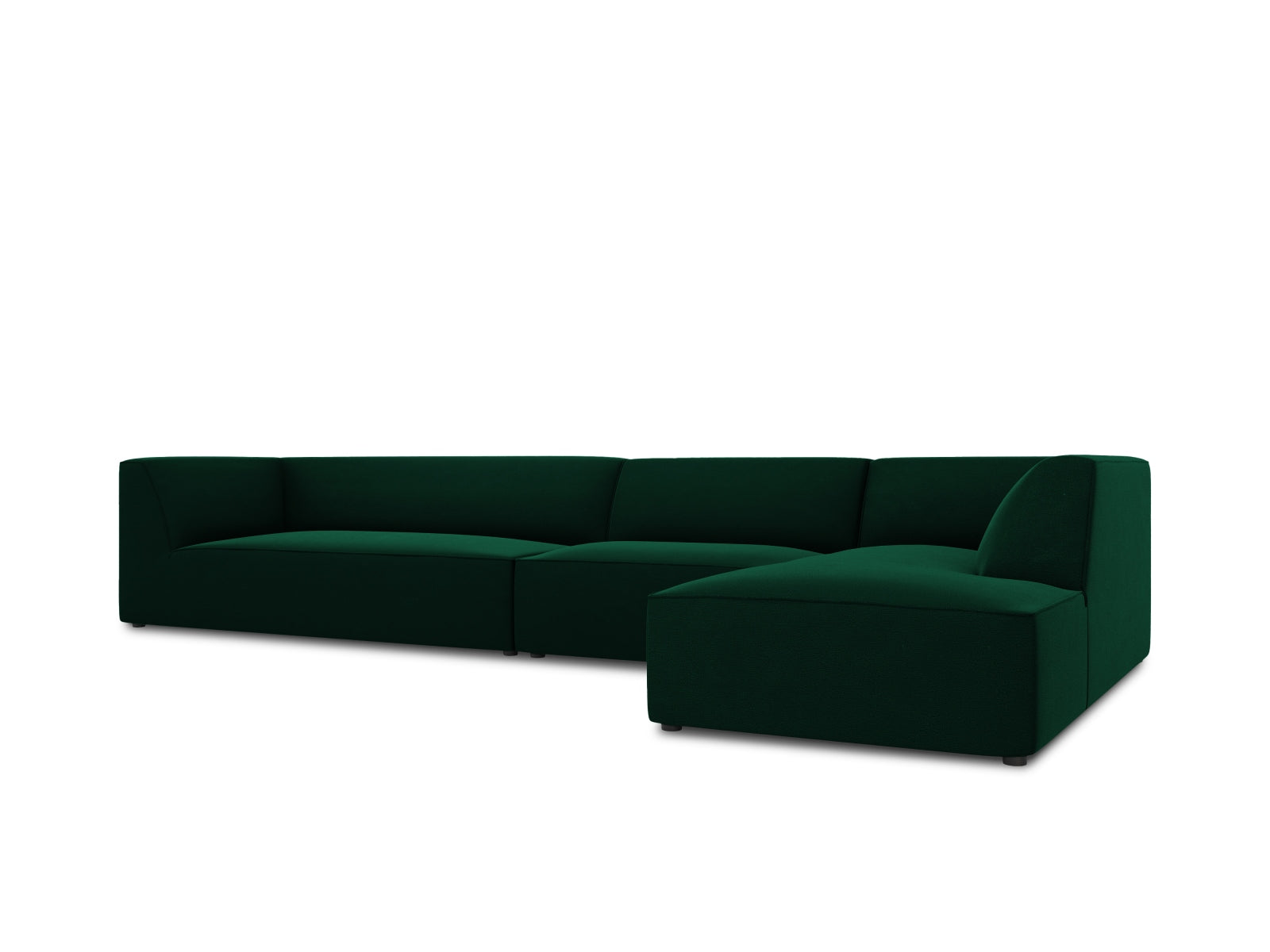 Erleben Sie das Ruby Velour Ecksofa rechts 5 Sitzer von Micadoni – ein elegantes, modulares Sofa, das Stil und Komfort in Ihr Zuhause bringt.