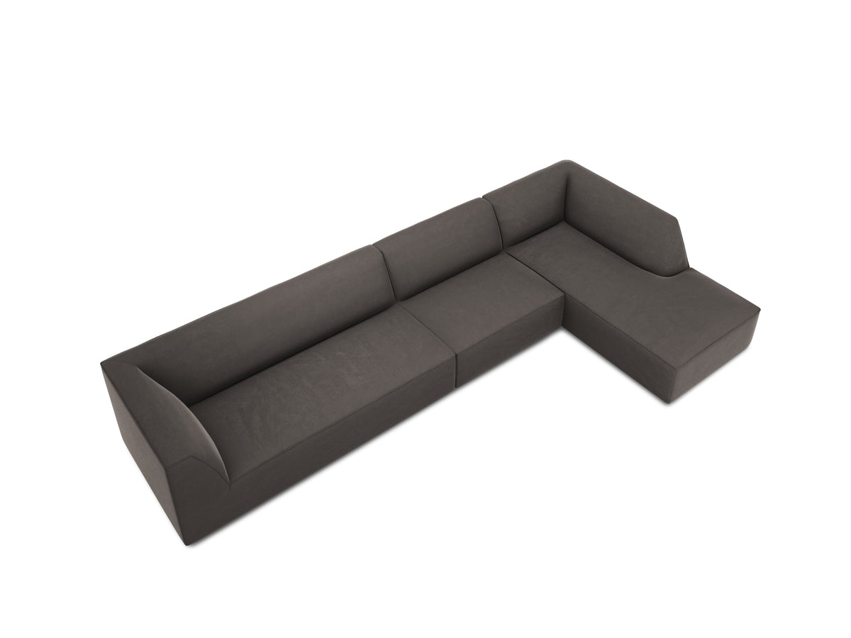 Ruby Velour modulares Ecksofa rechts 5 Sitzer in Dark Grey-Salvador präsentiert im Onlineshop von KAQTU Design AG. L-Sofa rechts ist von Micadoni