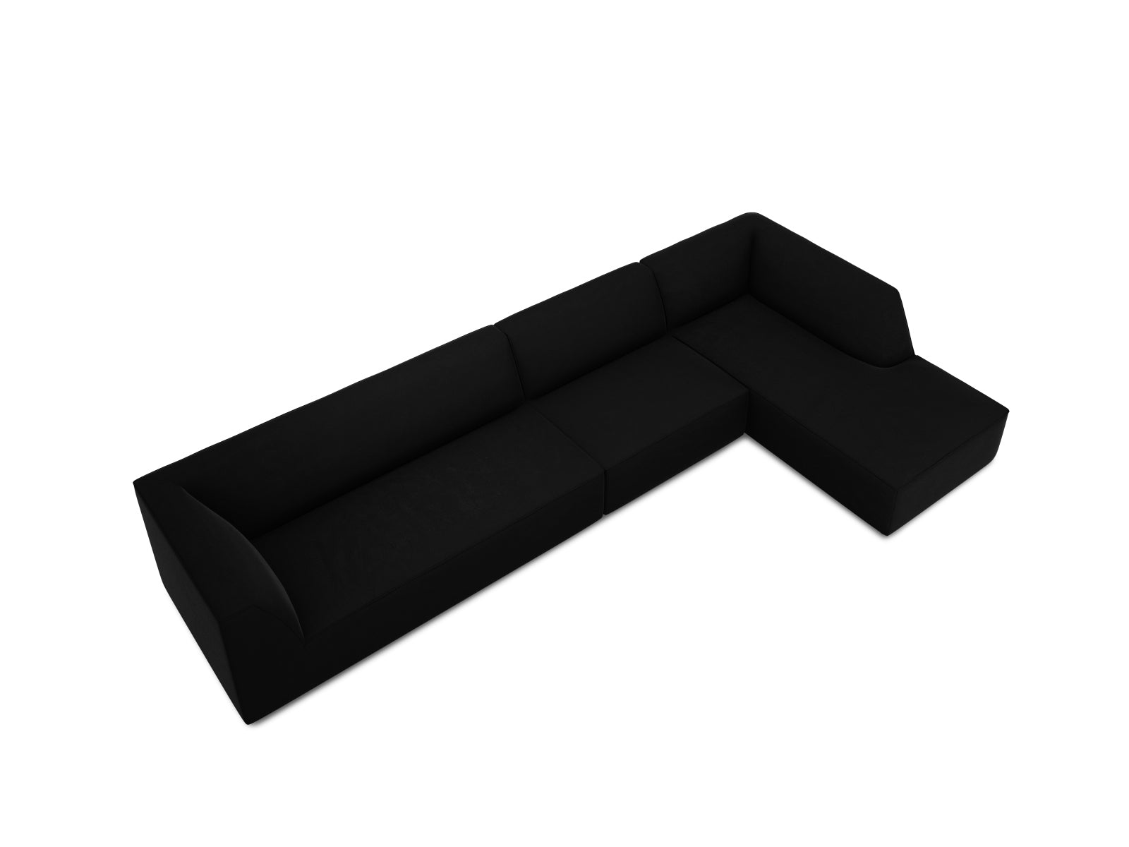 Elegantes, modulares 5-Sitzer Ecksofa in luxuriösem Ruby Velour, rechtsseitig, ideal für moderne Wohnräume von Micadoni.