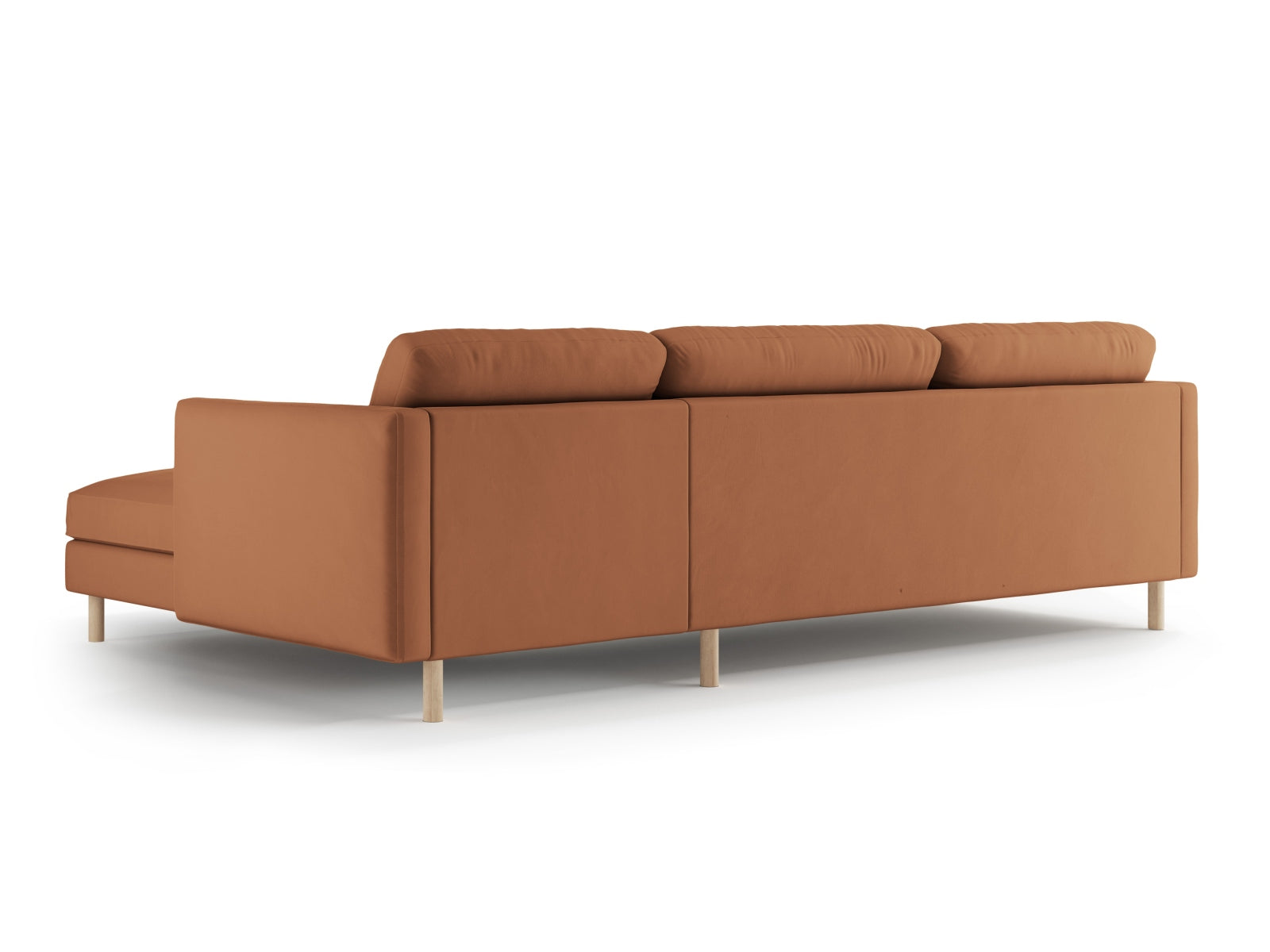 Gemütliches Eden Velour Ecksofa rechts, 4-Sitzer mit weichem Bezug, perfekt für entspannte Abende und stilvolle Einrichtung.