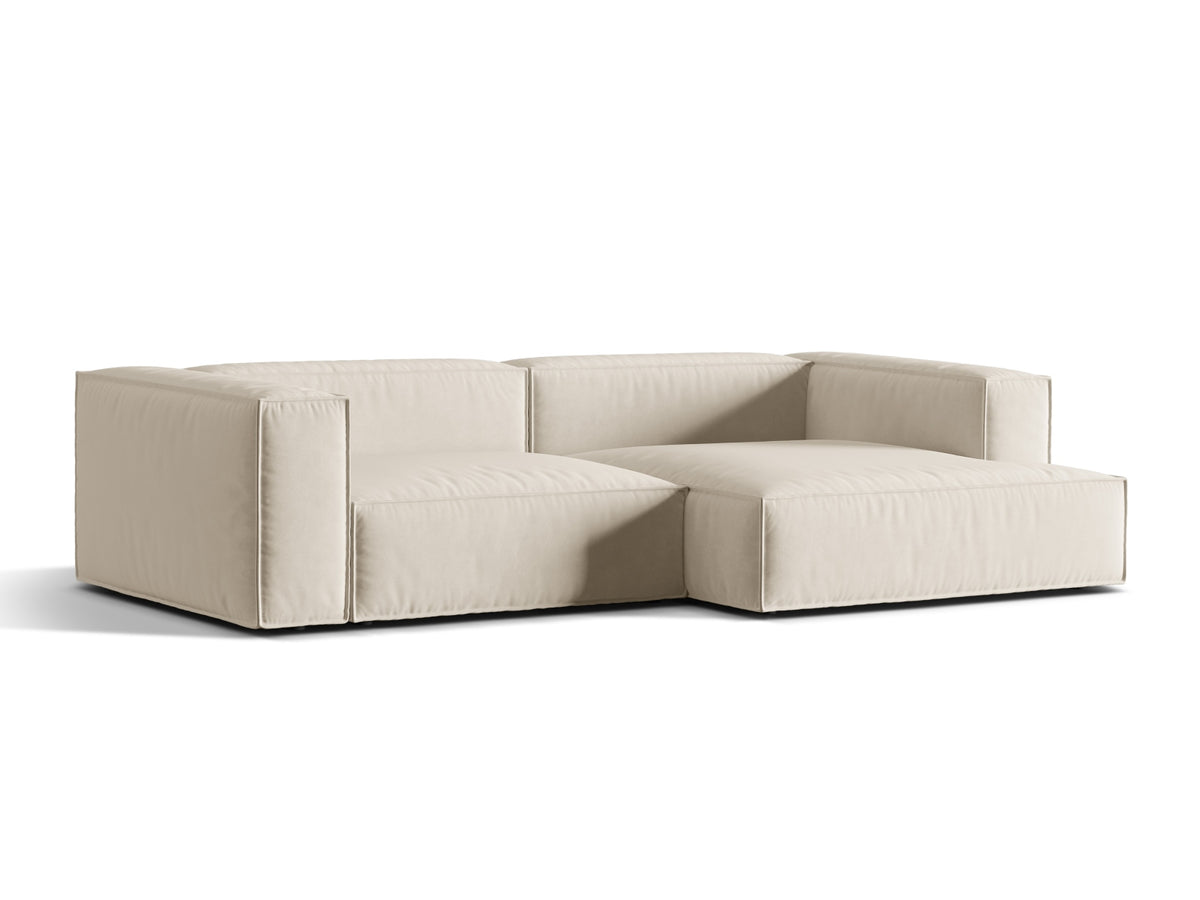 Nuria Velour Modular Ecksofa rechts 4 Sitzer in Beige-Paris präsentiert im Onlineshop von KAQTU Design AG. L-Sofa rechts ist von Micadoni