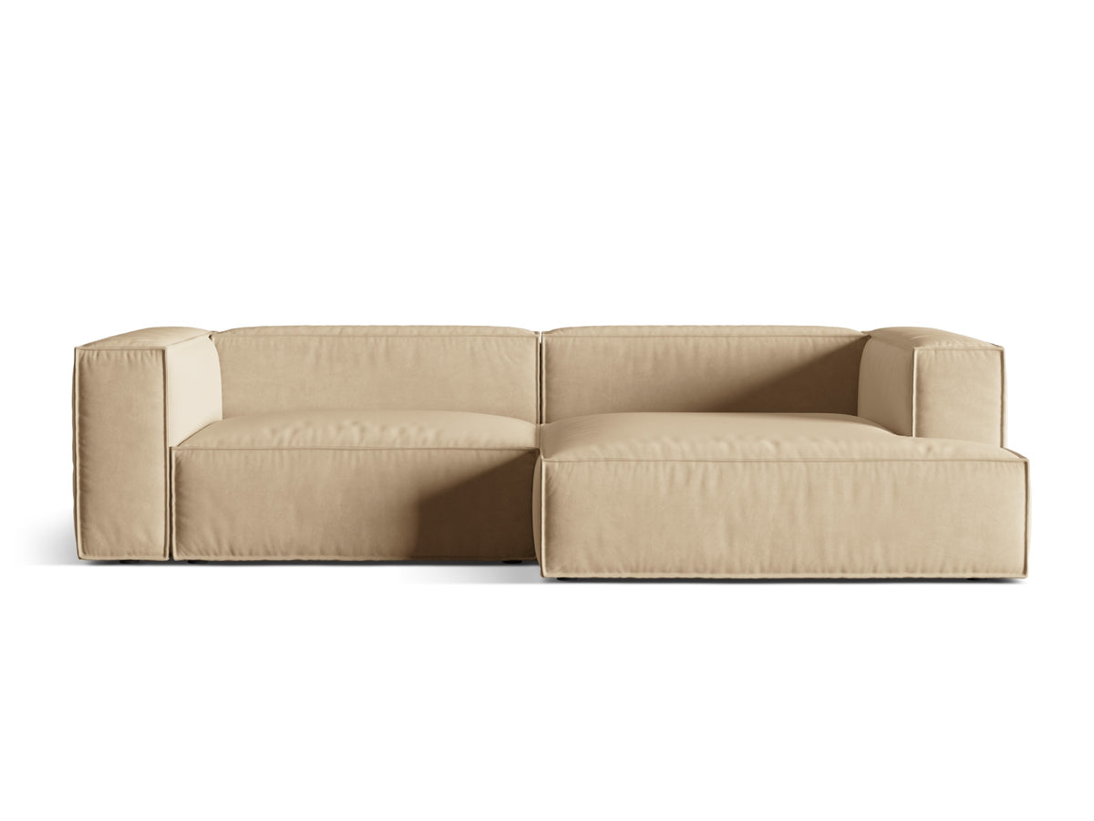 Nuria Velour Modular Ecksofa rechts 4 Sitzer in Nude-Paris präsentiert im Onlineshop von KAQTU Design AG. L-Sofa rechts ist von Micadoni