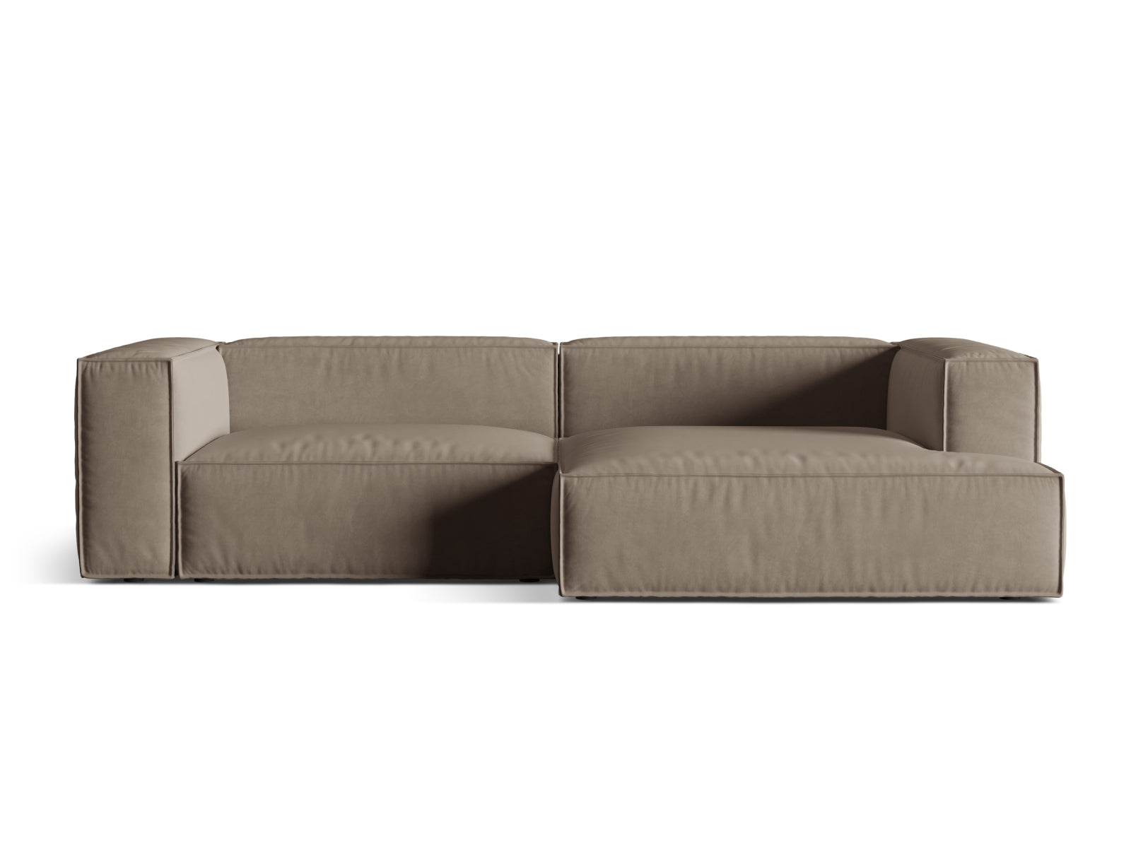Nuria Velour Modular Ecksofa rechts 4 Sitzer in Warm grey präsentiert im Onlineshop von KAQTU Design AG. Ecksofa rechts ist von Micadoni