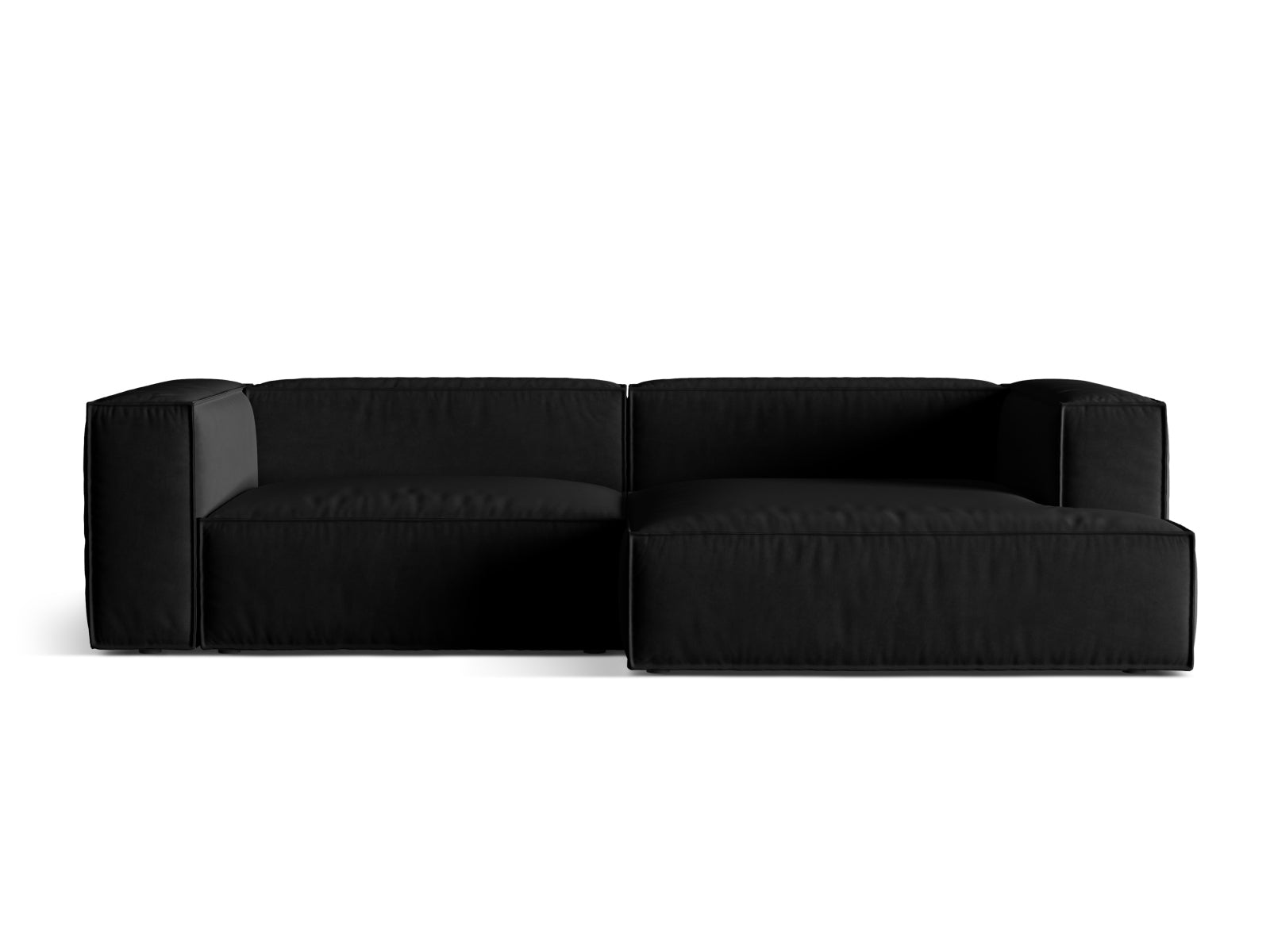 Nuria Velour Modular Ecksofa rechts 4 Sitzer in Black-Paris präsentiert im Onlineshop von KAQTU Design AG. L-Sofa rechts ist von Micadoni
