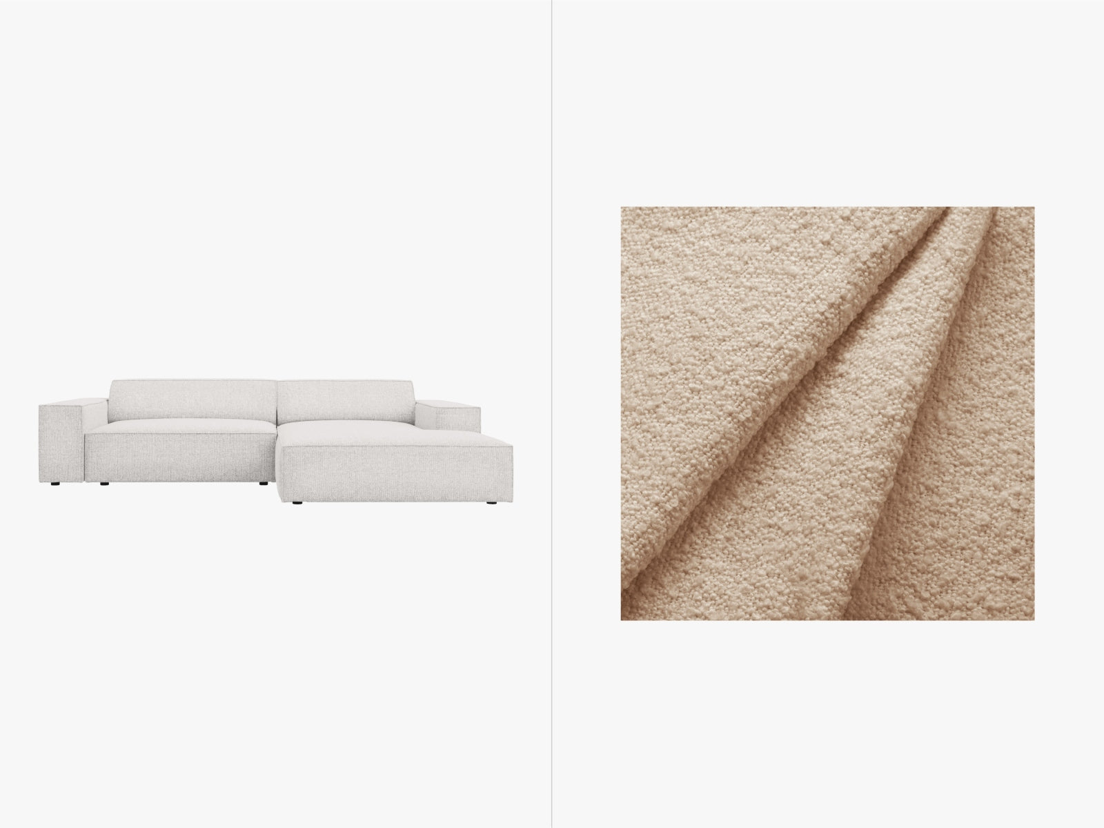Jodie Boucle modulares Ecksofa rechts 3 Sitzer in Beige präsentiert im Onlineshop von KAQTU Design AG. Ecksofa rechts ist von Micadoni