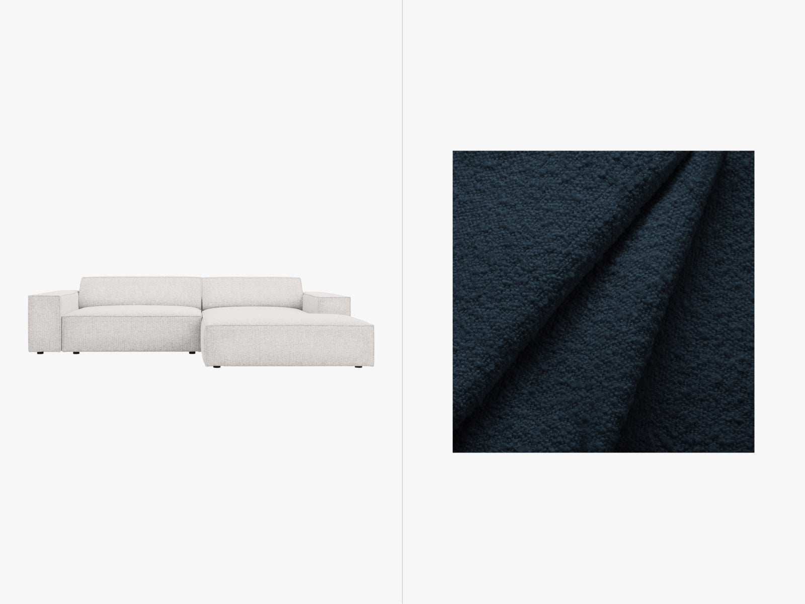 Elegantes, modulares Jodie Boucle Ecksofa rechts, 3-Sitzer von Micadoni, perfekt für stilvolle Wohnzimmer mit gemütlicher Atmosphäre.