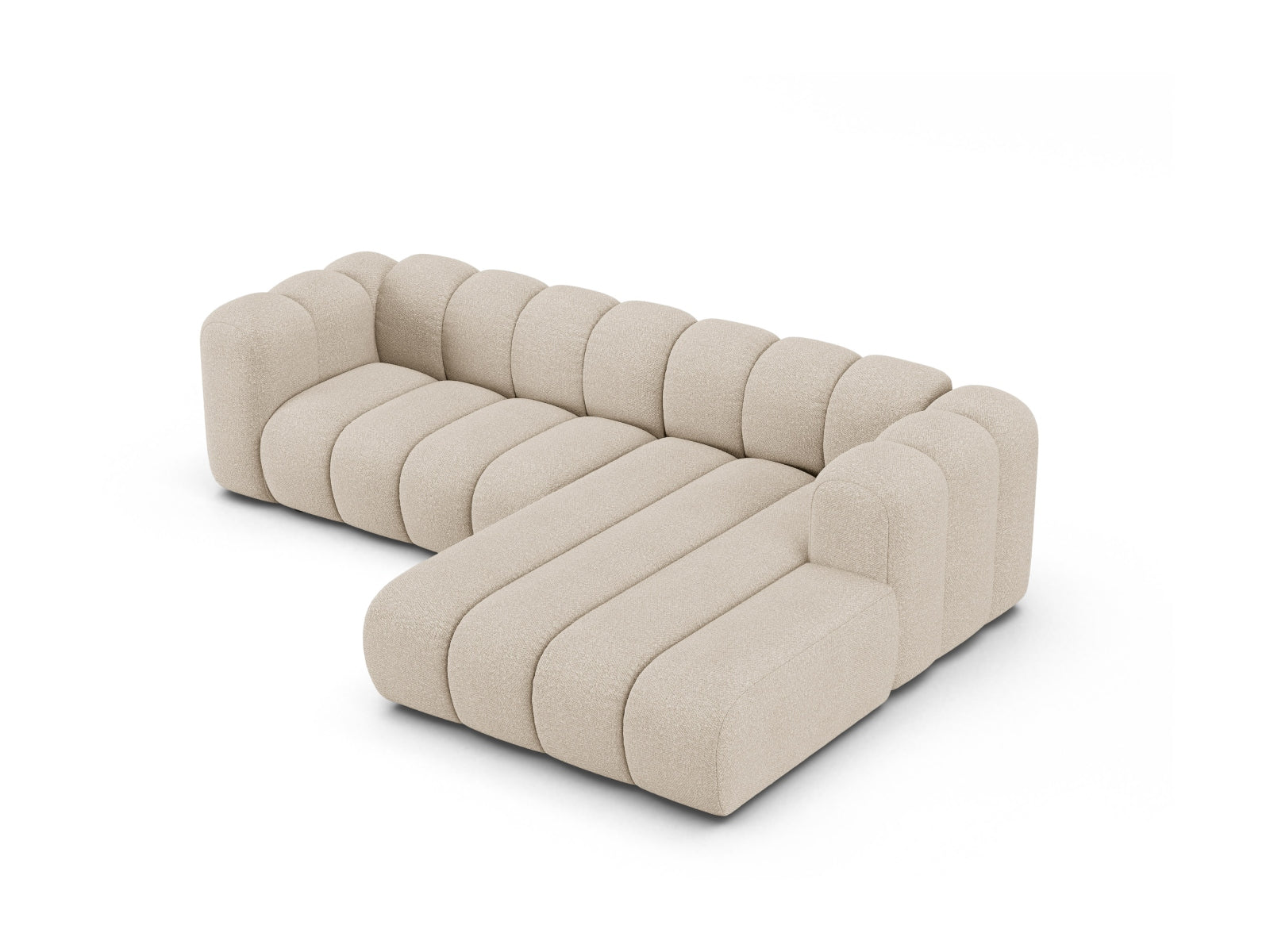 Lupine Boucle Modular Ecksofa rechts 4 Sitzer in Beige präsentiert im Onlineshop von KAQTU Design AG. Ecksofa rechts ist von Micadoni