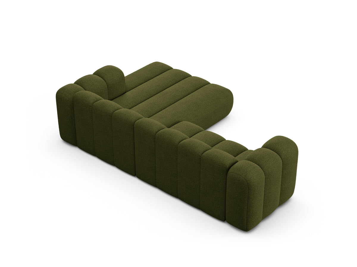 Lupine Boucle Modular Ecksofa rechts 4 Sitzer in Dark Olive Green-Baloo präsentiert im Onlineshop von KAQTU Design AG. L-Sofa rechts ist von Micadoni