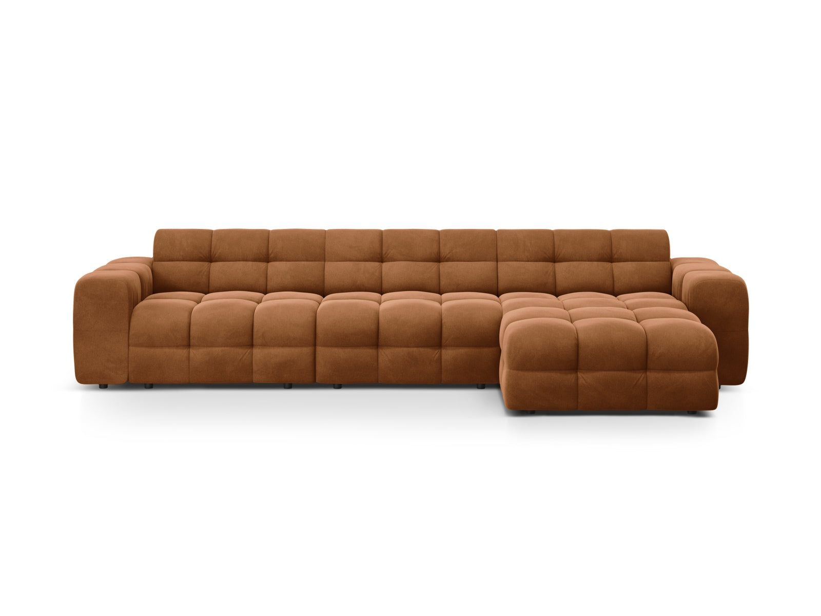 Kendal Velour Ecksofa rechts 5 Sitzer in Camel präsentiert im Onlineshop von KAQTU Design AG. Ecksofa rechts ist von Micadoni