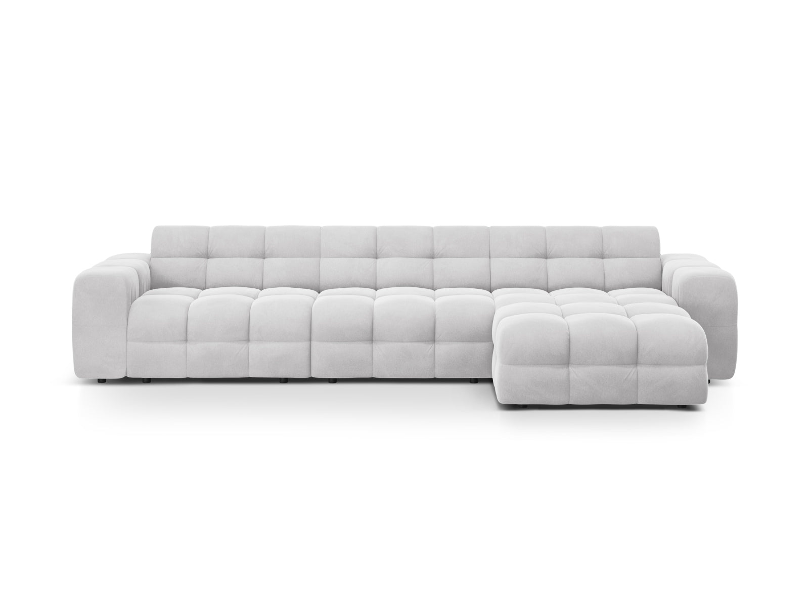 Kendal Velour Ecksofa rechts 5 Sitzer in Light Grey präsentiert im Onlineshop von KAQTU Design AG. Ecksofa rechts ist von Micadoni