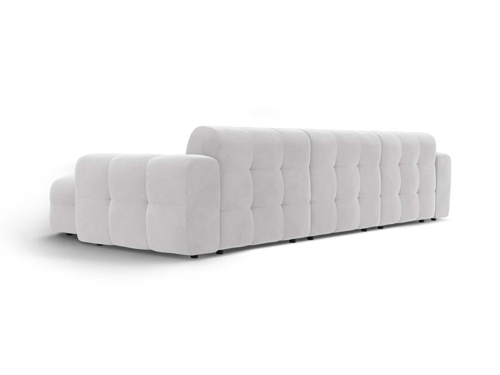 Elegantes Kendal Velour Ecksofa in stilvollem Grau, ideal für entspannte Abende. Geräumiges 5-Sitzer L-Sofa von Micadoni für Ihr Zuhause.