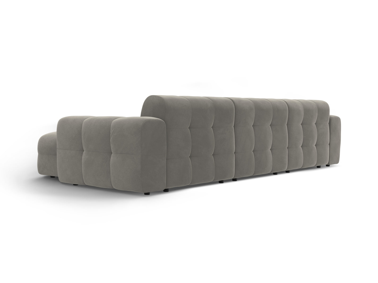 Elegantes Kendal Velour Ecksofa in stilvollem Dunkelgrau, ideal für entspannte Stunden. 5-Sitzer L-Sofa von Micadoni für Ihr Wohnambiente.