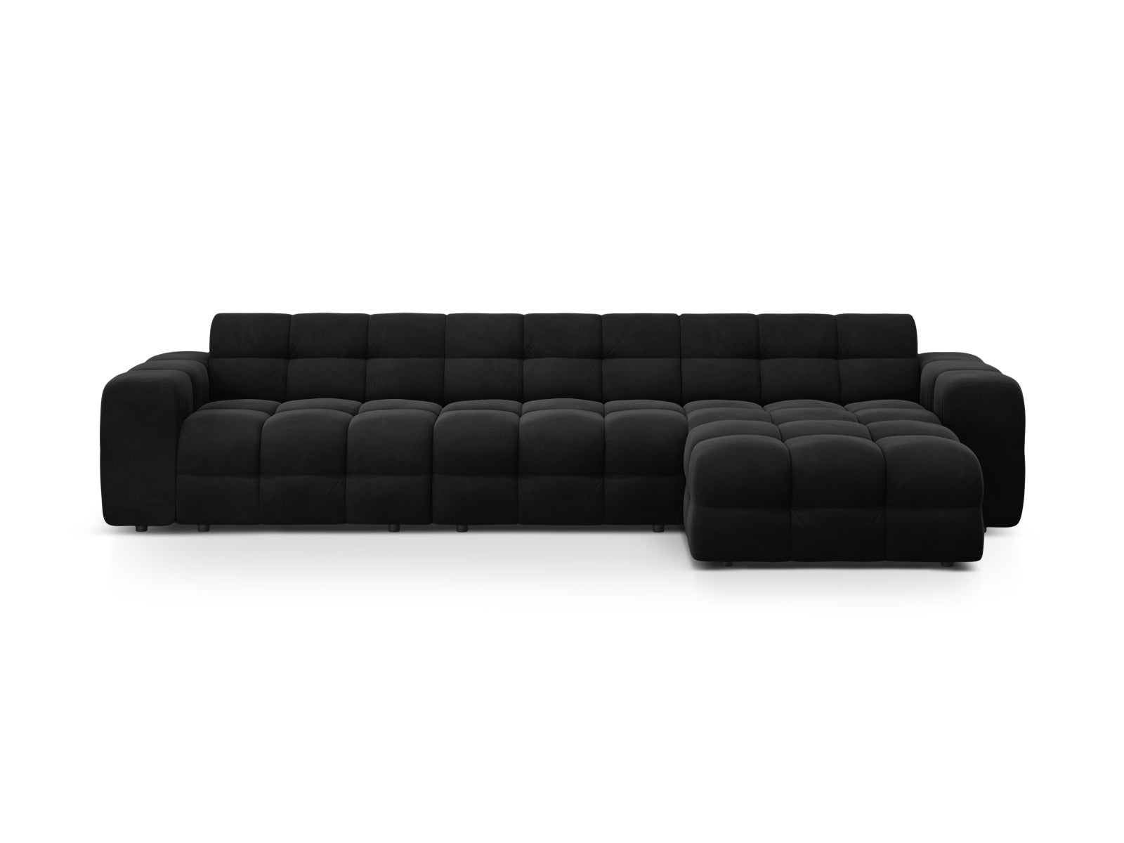 Kendal Velour Ecksofa rechts 5 Sitzer in Black-Magic Velvet präsentiert im Onlineshop von KAQTU Design AG. L-Sofa rechts ist von Micadoni