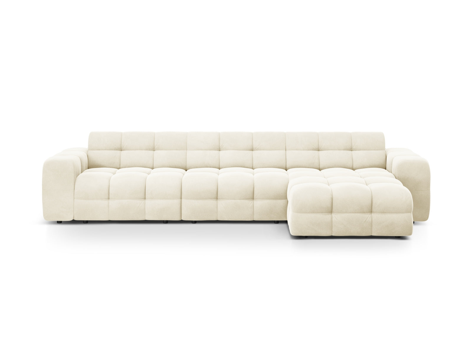 Kendal Velour Ecksofa rechts 5 Sitzer in Ivory-Magic Velvet präsentiert im Onlineshop von KAQTU Design AG. L-Sofa rechts ist von Micadoni