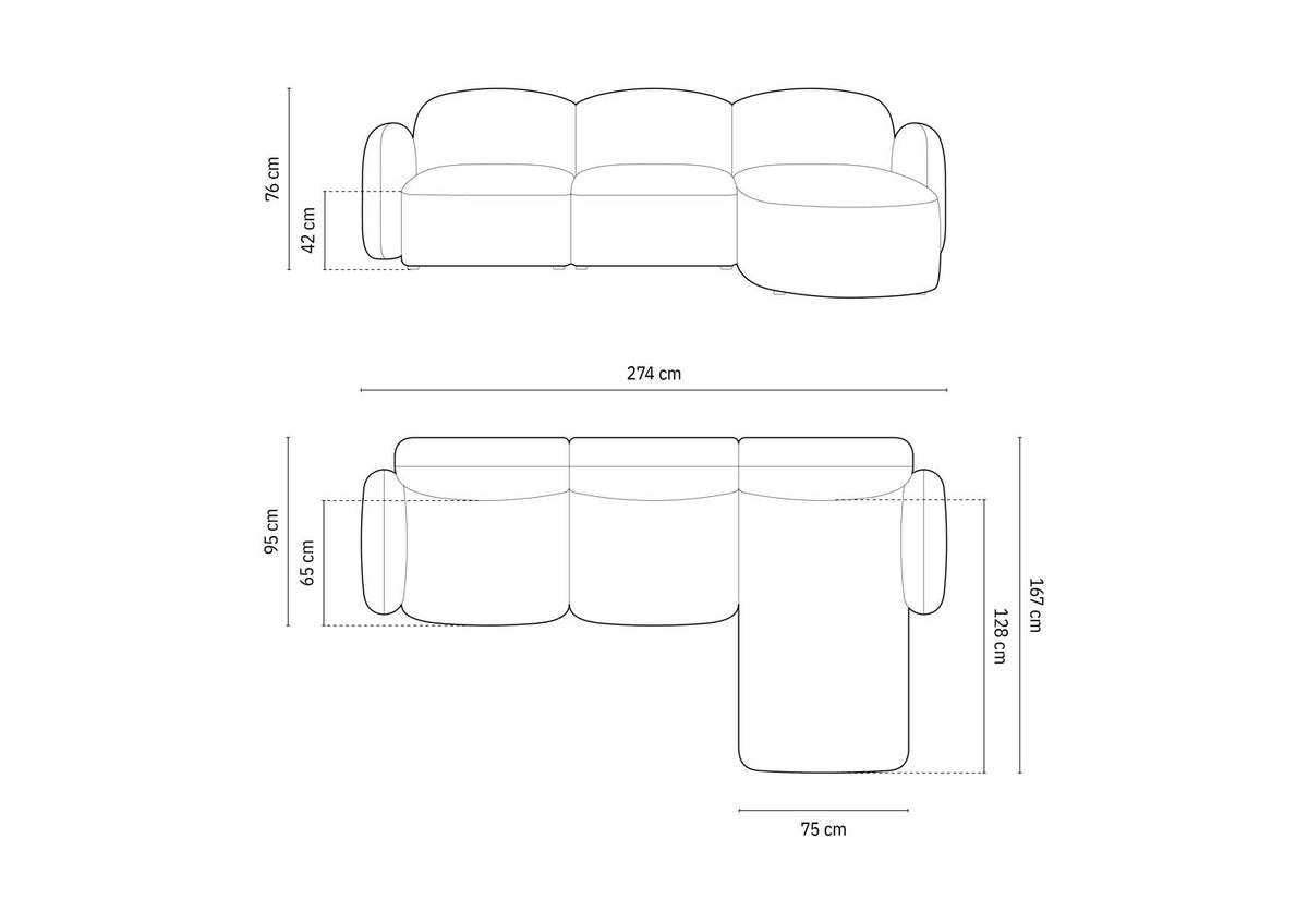 Blair Velour Ecksofa rechts 4 Sitzer in Royal Blue-Casino präsentiert im Onlineshop von KAQTU Design AG. L-Sofa rechts ist von Micadoni
