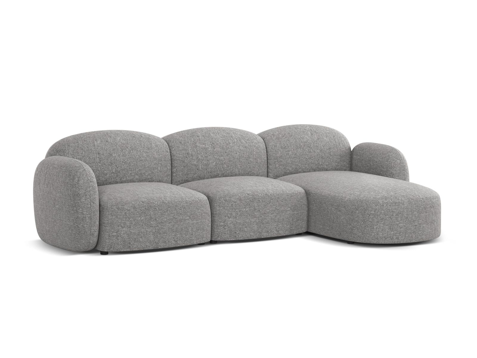 Modernes 4-Sitzer Ecksofa rechts Blair in elegantem Hellgrau, ideal für stilvolle Wohnräume und gemütliche Abende.