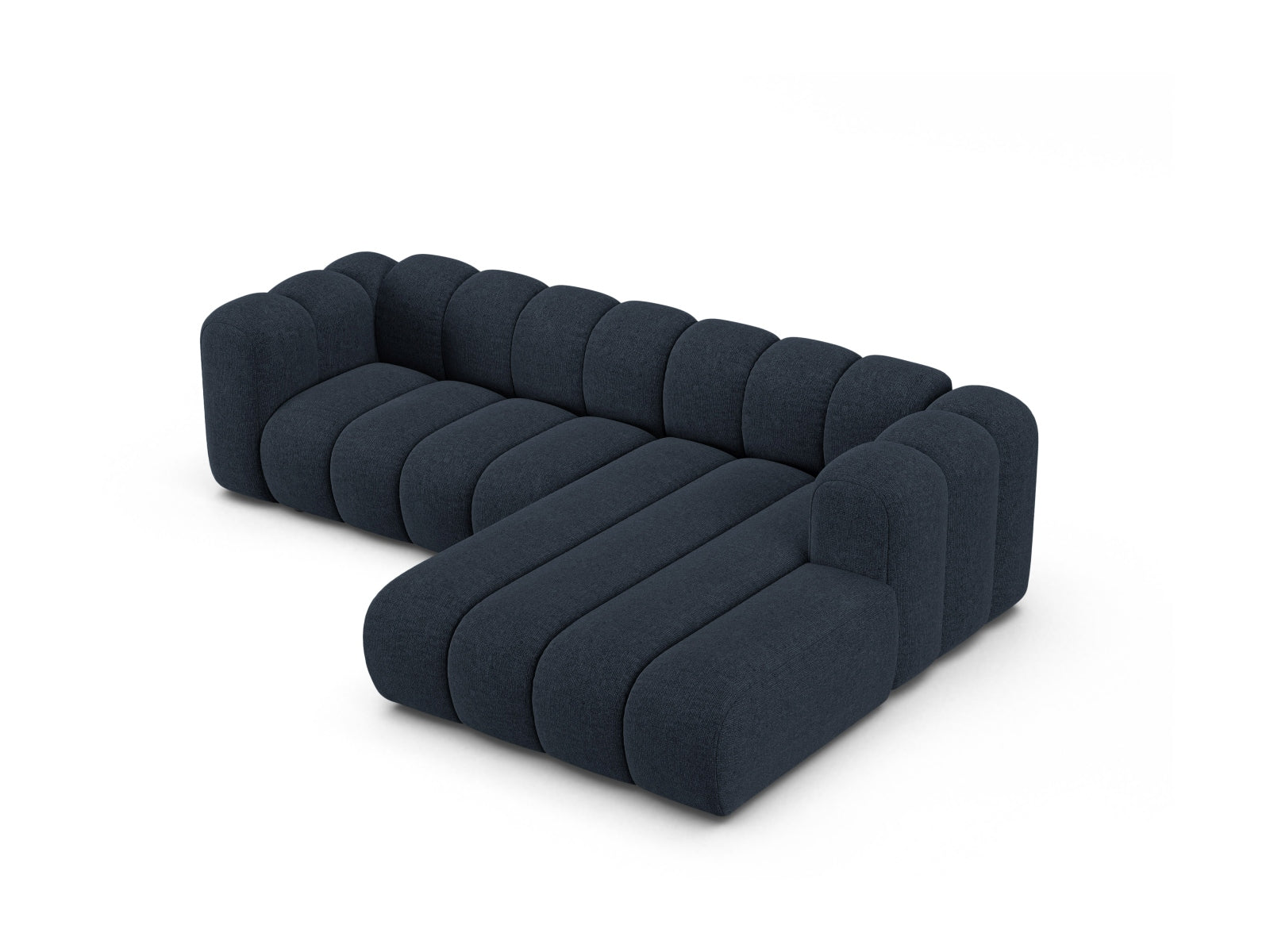 Modernes Lupine Modular Ecksofa rechts für 4 Personen in Navy Blue-Eden, perfekt für entspannte Stunden und stilvolle Einrichtung.