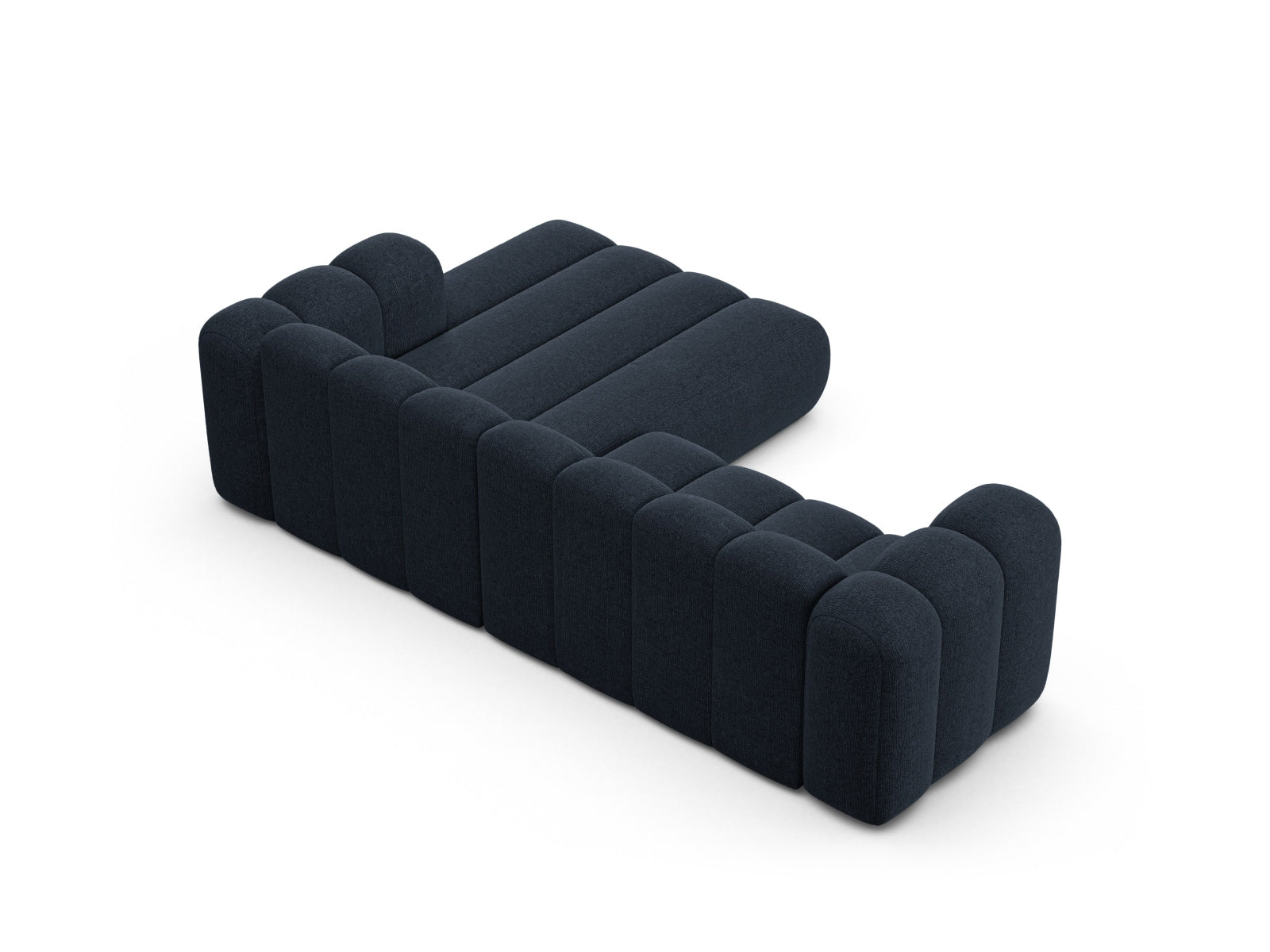 Elegantes, modernes Ecksofa von Micadoni in Navy Blue-Eden, ideal für gesellige Abende und komfortable Entspannung für bis zu vier Personen.