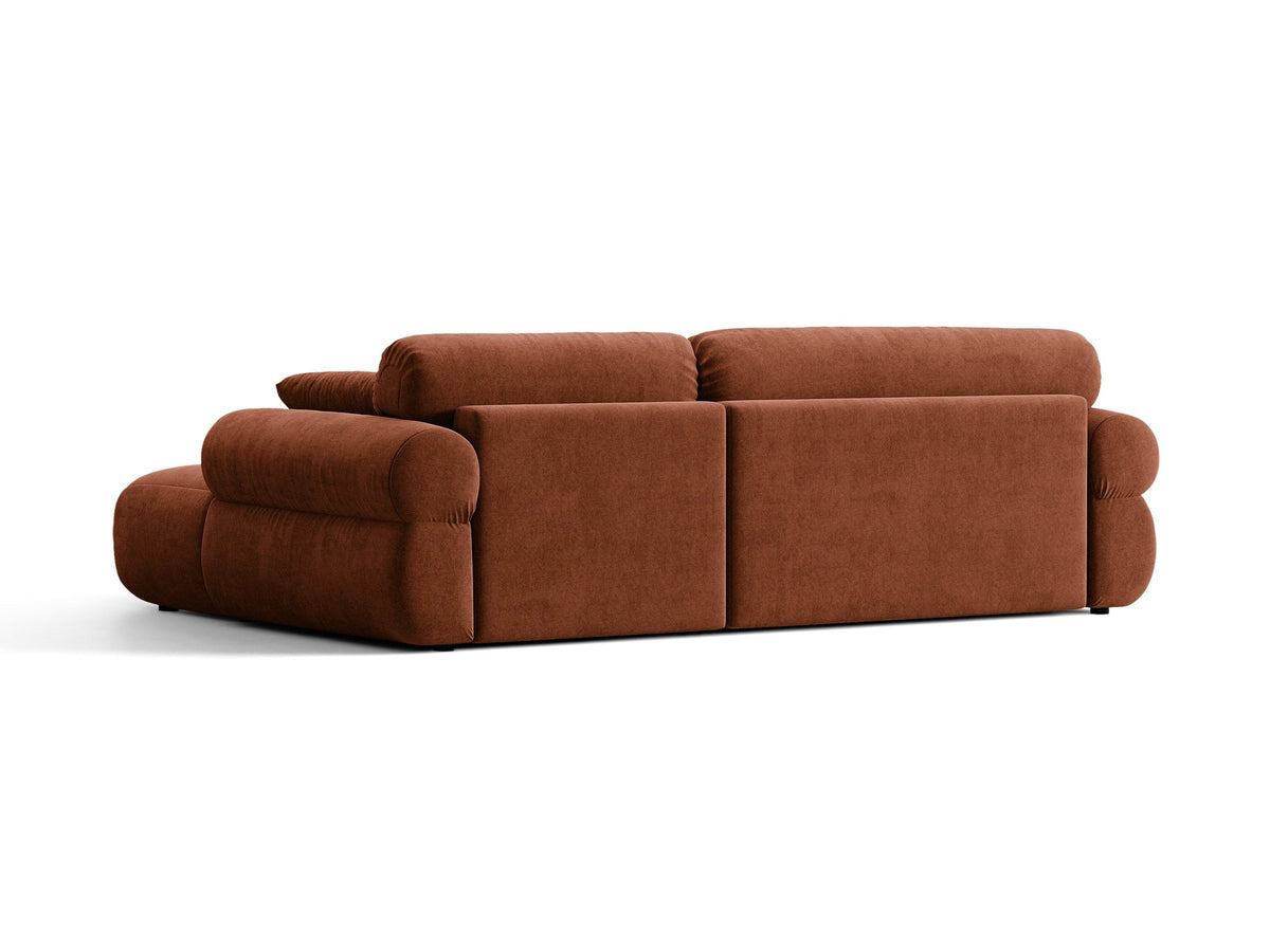 Beiges L-Sofa Ophelia von Micadoni mit Liberty-Stoffbezug, schwarzen Kunststoffbeinen und niedriger Rückenlehne, Ausrichtung rechts.