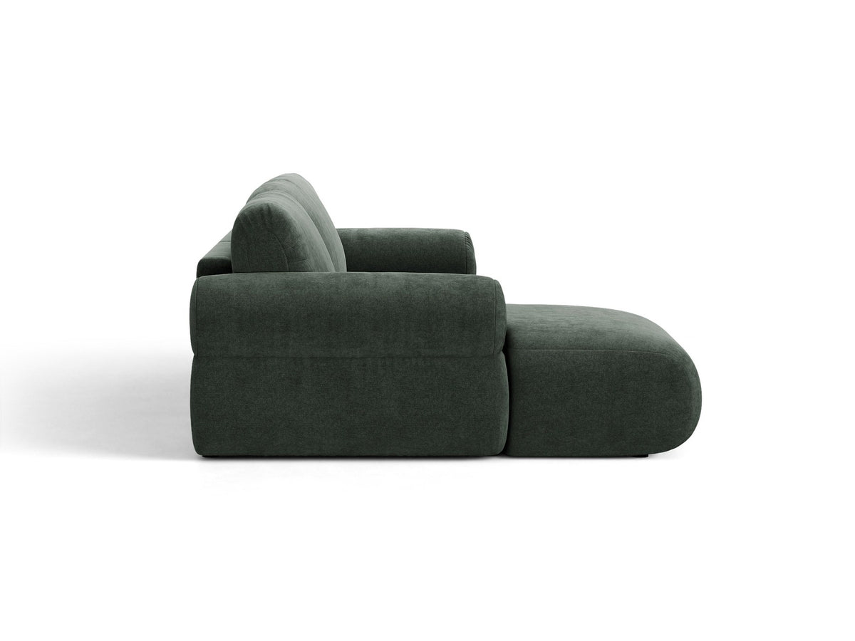 Beiges L-Sofa Ophelia von Micadoni mit Liberty-Stoffbezug, schwarzen Kunststoffbeinen und niedriger Rückenlehne, Ausrichtung rechts.