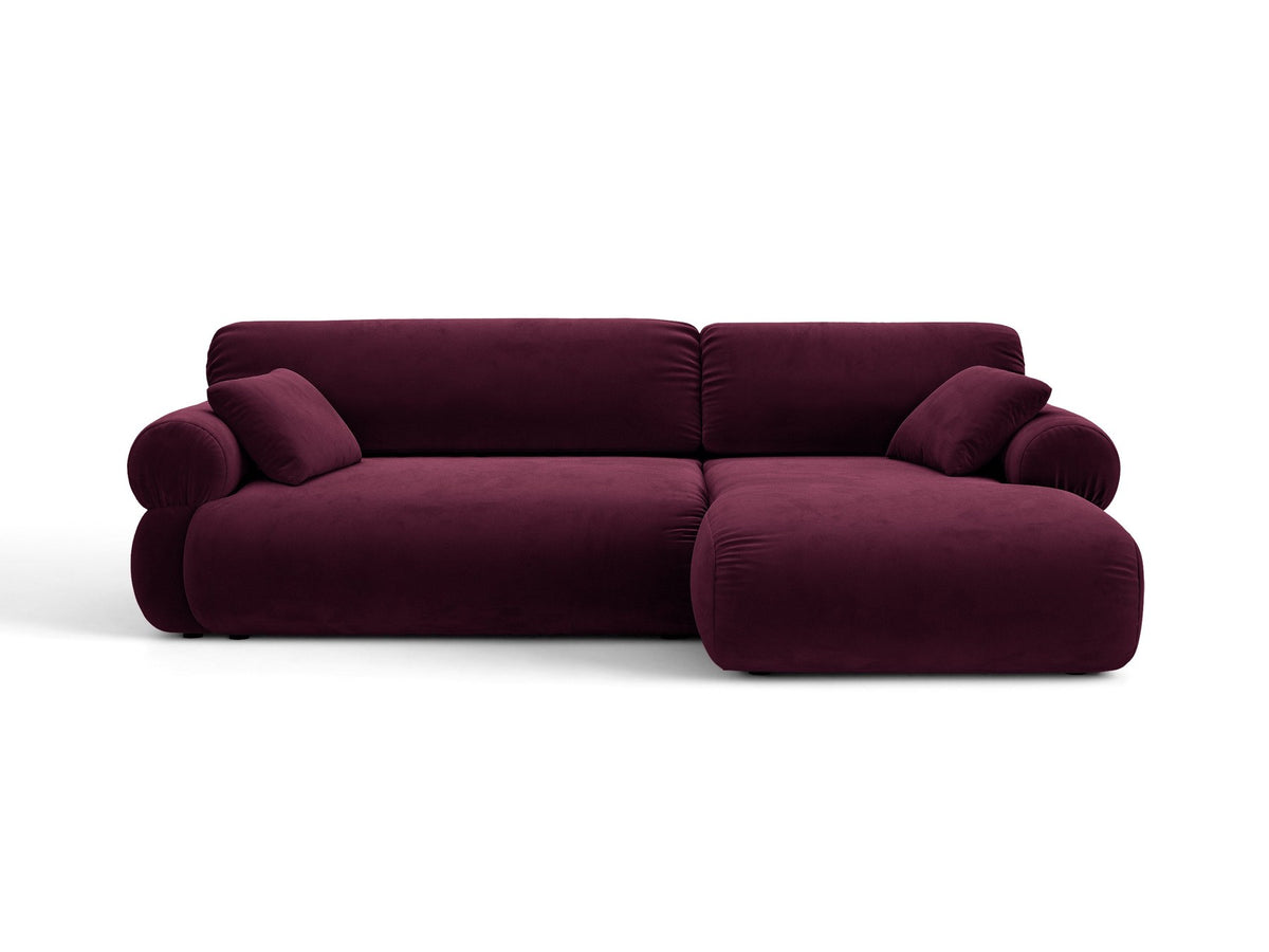 Beiges L-Sofa Ophelia von Micadoni mit Liberty-Stoffbezug, schwarzen Kunststoffbeinen und niedriger Rückenlehne, Ausrichtung rechts.