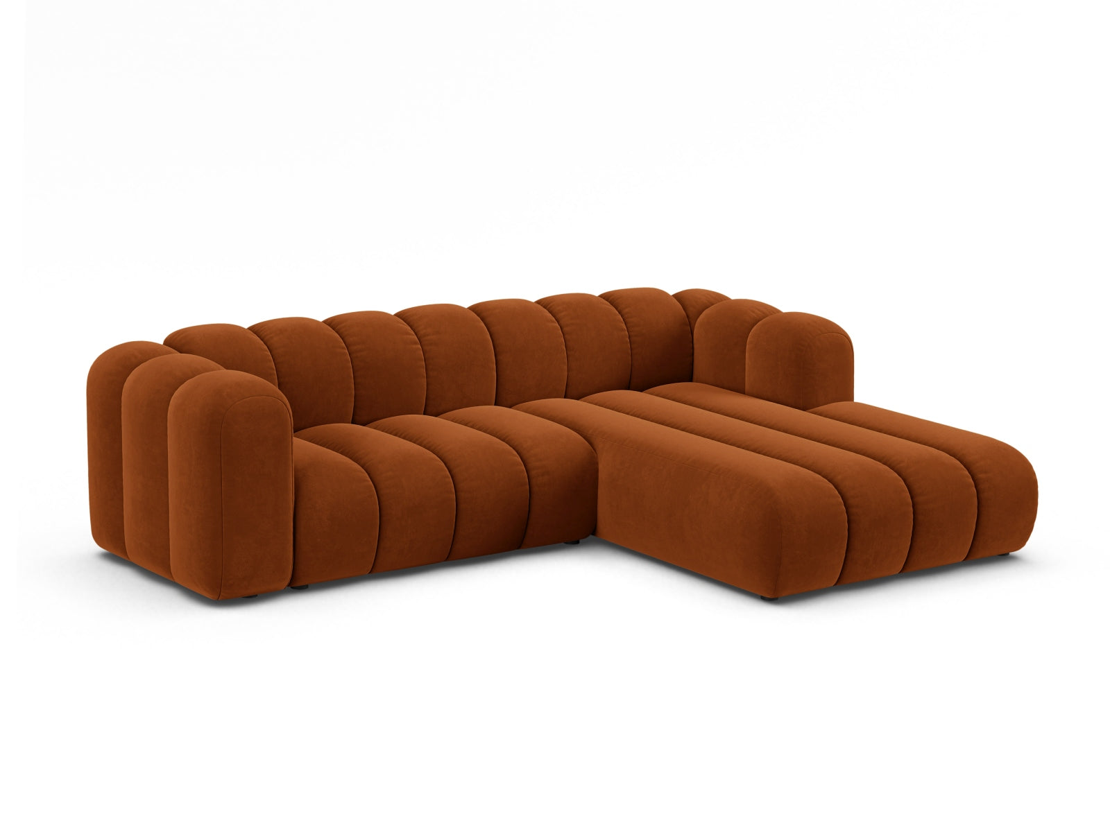 Lupine Velour Modular Ecksofa rechts 4 Sitzer in Terracotta-Salvador präsentiert im Onlineshop von KAQTU Design AG. L-Sofa rechts ist von Micadoni