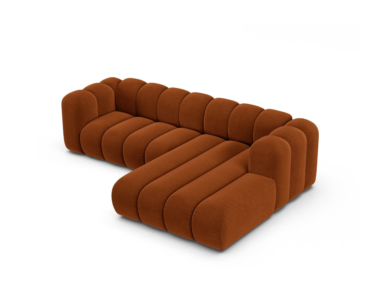 Lupine Velour Modular Ecksofa rechts 4 Sitzer in Terracotta-Salvador präsentiert im Onlineshop von KAQTU Design AG. L-Sofa rechts ist von Micadoni