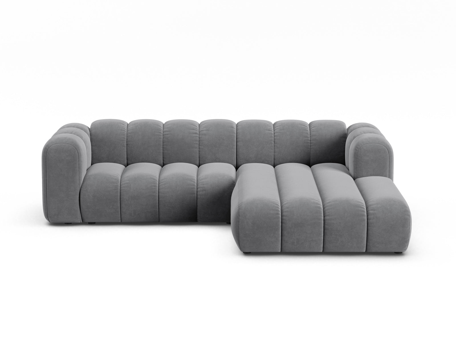 Lupine Velour Modular Ecksofa rechts 4 Sitzer in Grey präsentiert im Onlineshop von KAQTU Design AG. Ecksofa rechts ist von Micadoni
