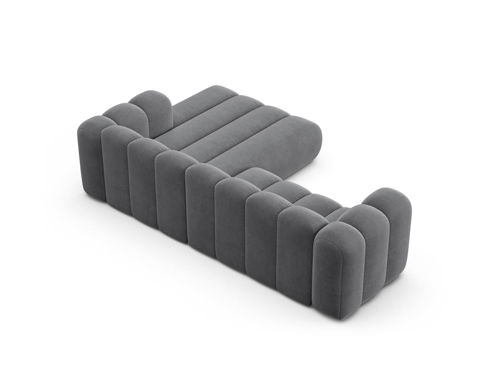 Lupine Velour Modular Ecksofa rechts 4 Sitzer in Grey-Salvador präsentiert im Onlineshop von KAQTU Design AG. L-Sofa rechts ist von Micadoni