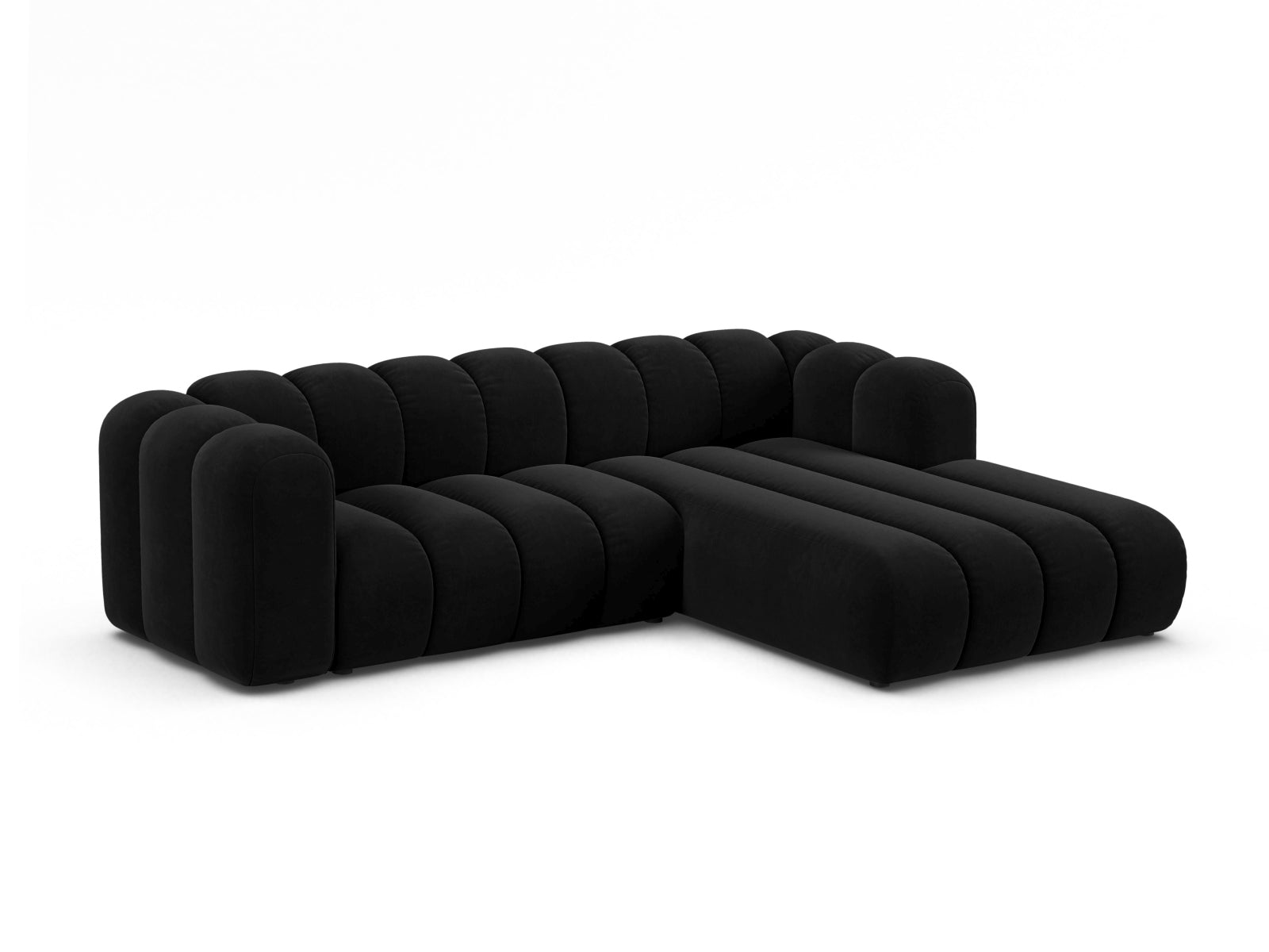 Lupine Velour Modular Ecksofa rechts 4 Sitzer in Black-Salvador präsentiert im Onlineshop von KAQTU Design AG. L-Sofa rechts ist von Micadoni