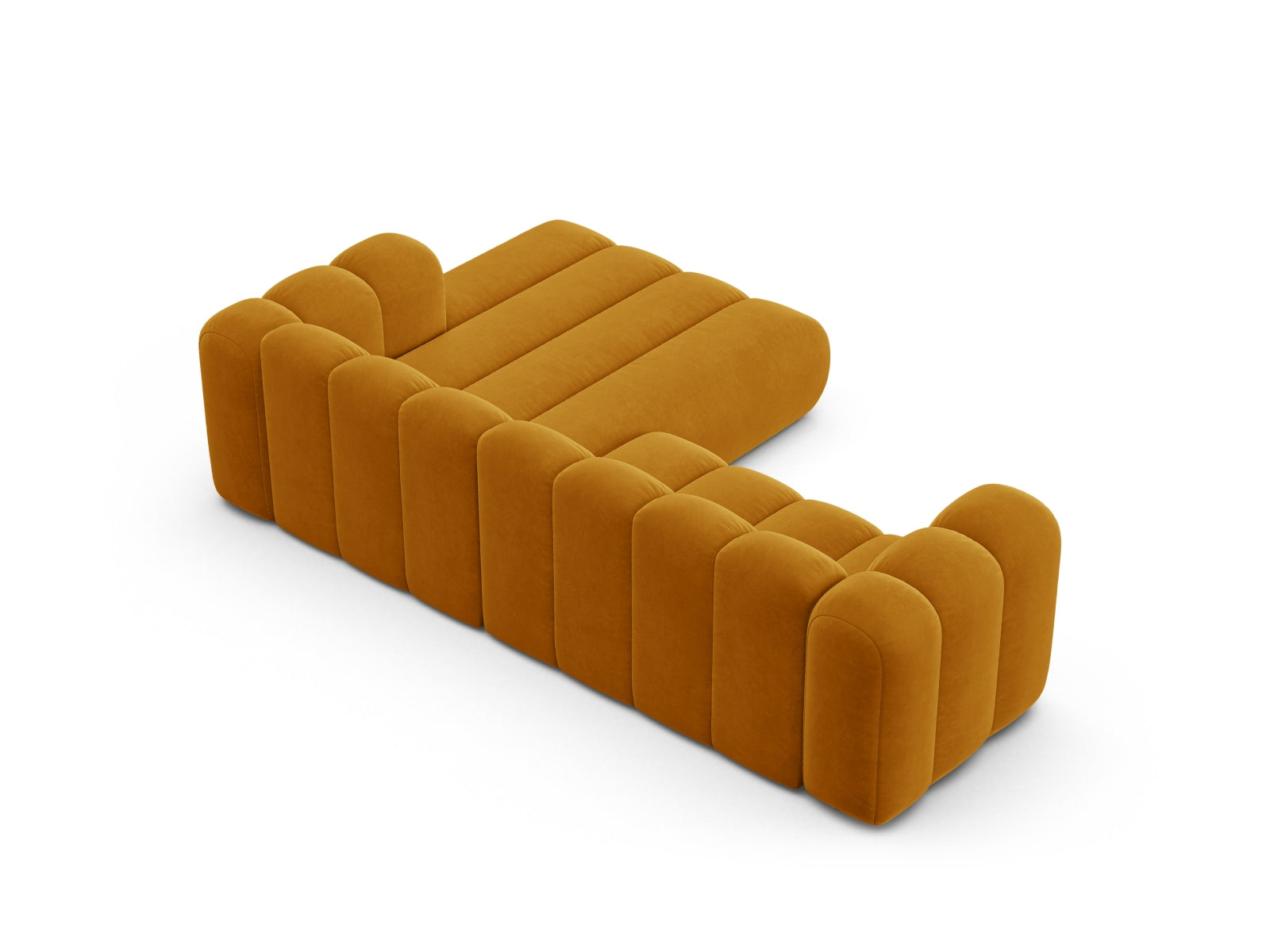 Lupine Velour Modular Ecksofa rechts 4 Sitzer in Yellow-Salvador präsentiert im Onlineshop von KAQTU Design AG. L-Sofa rechts ist von Micadoni