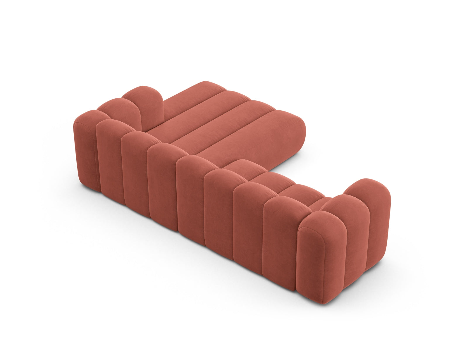Lupine Velour Modular Ecksofa rechts 4 Sitzer in Coral-Salvador präsentiert im Onlineshop von KAQTU Design AG. L-Sofa rechts ist von Micadoni