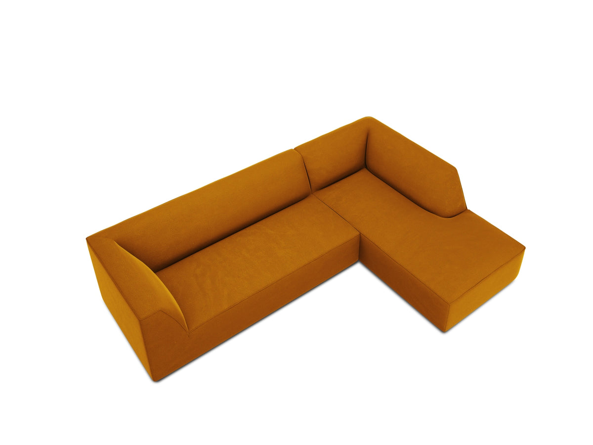 Ruby Velour modulares Ecksofa rechts 4 Sitzer in Yellow-Salvador präsentiert im Onlineshop von KAQTU Design AG. L-Sofa rechts ist von Micadoni