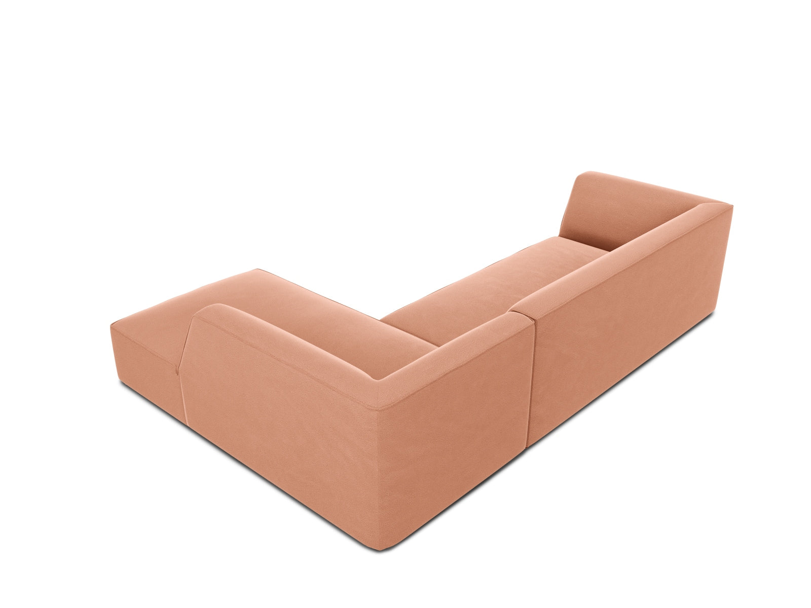 Stylisches 4-Sitzer Ecksofa in luxuriösem Ruby Velour, rechte Ausführung, perfekt für moderne Wohnkonzepte und entspannte Abende.