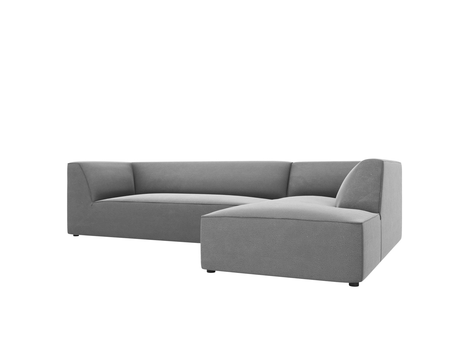 Elegantes rotes Ruby Velour Ecksofa, rechtsseitig, für 4 Personen, kombiniert modernen Chic mit hohem Sitzkomfort.