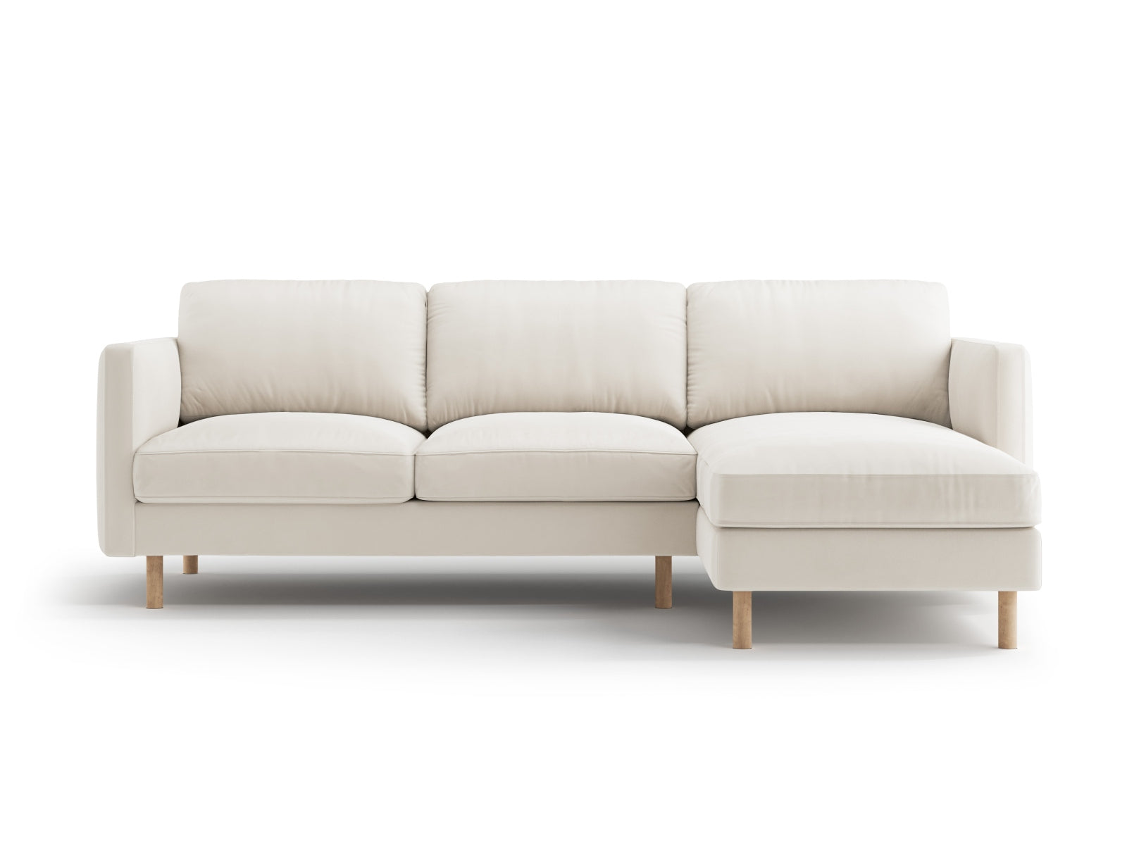 Eden Velour Ecksofa rechts 3 Sitzer in Beige-Paris präsentiert im Onlineshop von KAQTU Design AG. L-Sofa rechts ist von Micadoni