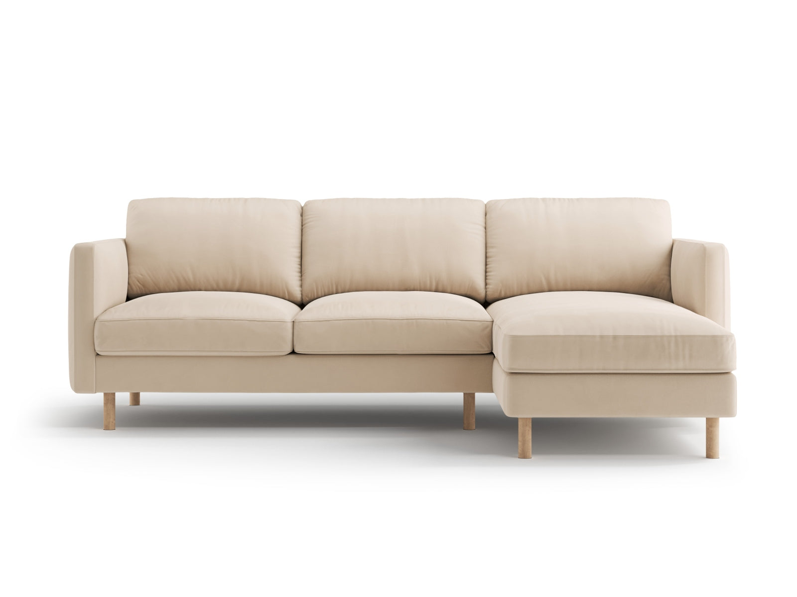 Eden Velour Ecksofa rechts 3 Sitzer in Nude-Paris präsentiert im Onlineshop von KAQTU Design AG. L-Sofa rechts ist von Micadoni